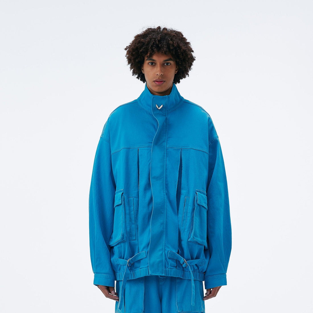 VANN VALRENCE Utility Pockets Denim Drawstring Oversized Jacket-Jacket-S-Free Shipping Leatheretro