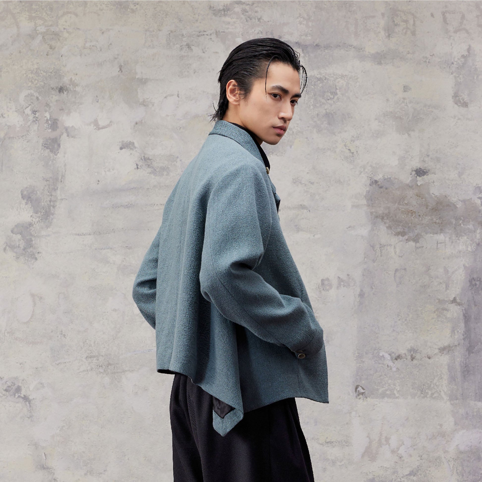 ALVNG AR ANTS Asymmetric Scarf Linen-Blend Jacket-Jacket-S (Preorder)-Free Shipping Leatheretro