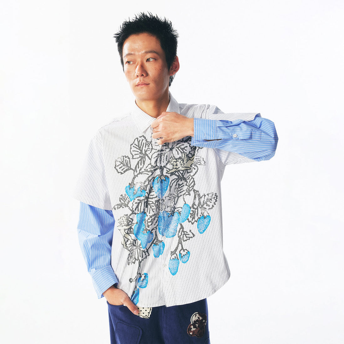 1997 POSTOFFICE Strawberry Graphic Layered Long-Sleeve Tee-Jacket-S (Preorder)-Free Shipping Leatheretro