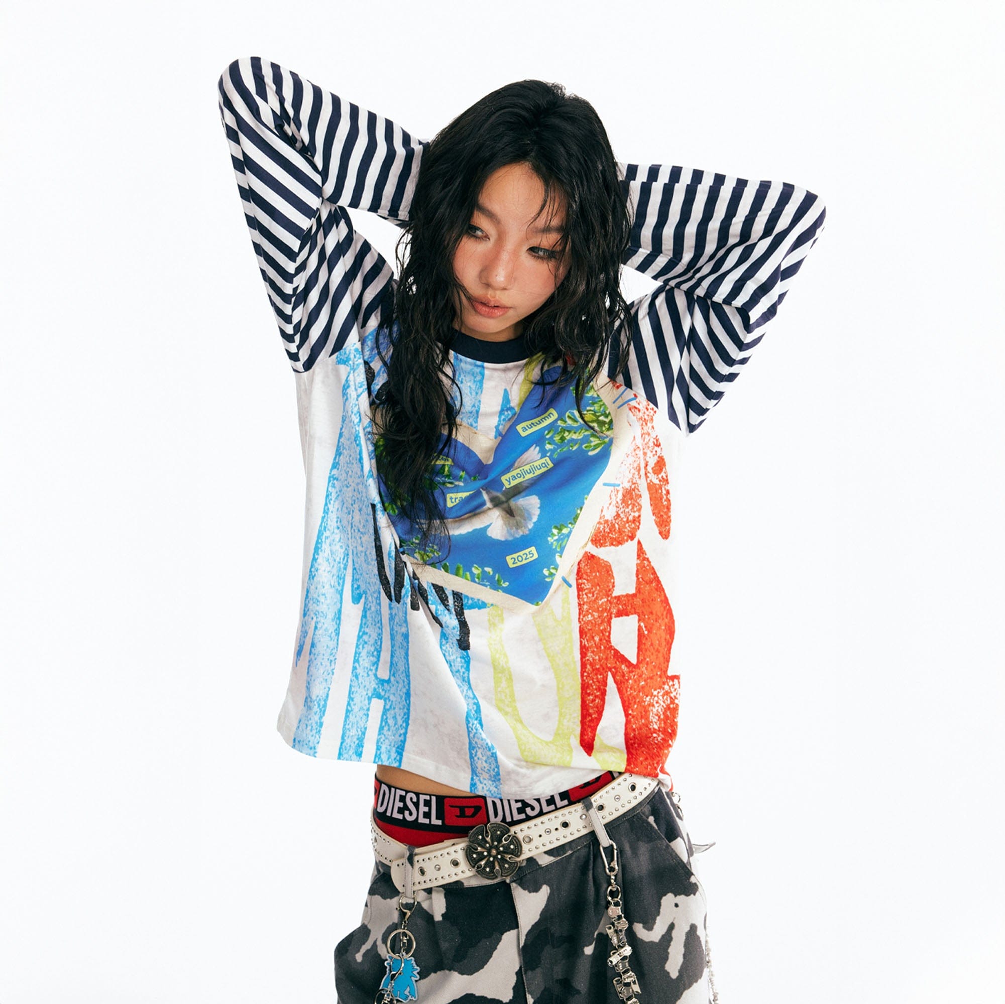 1997 POSTOFFICE Peace Dove Striped Raglan Long-Sleeve Tee-L/S Tee-S-Free Shipping Leatheretro