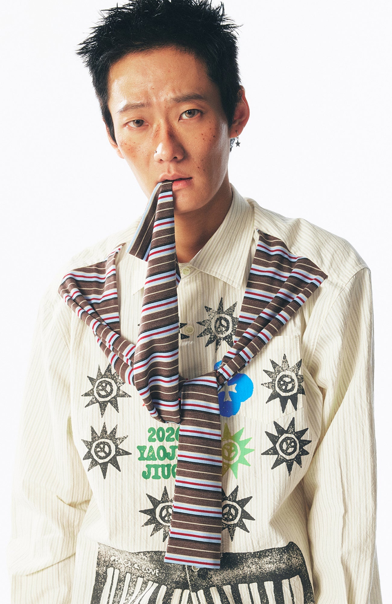 1997 POSTOFFICE Totem Graphic Fake Scarf Shirt-Jacket-S (Preorder)-Free Shipping Leatheretro