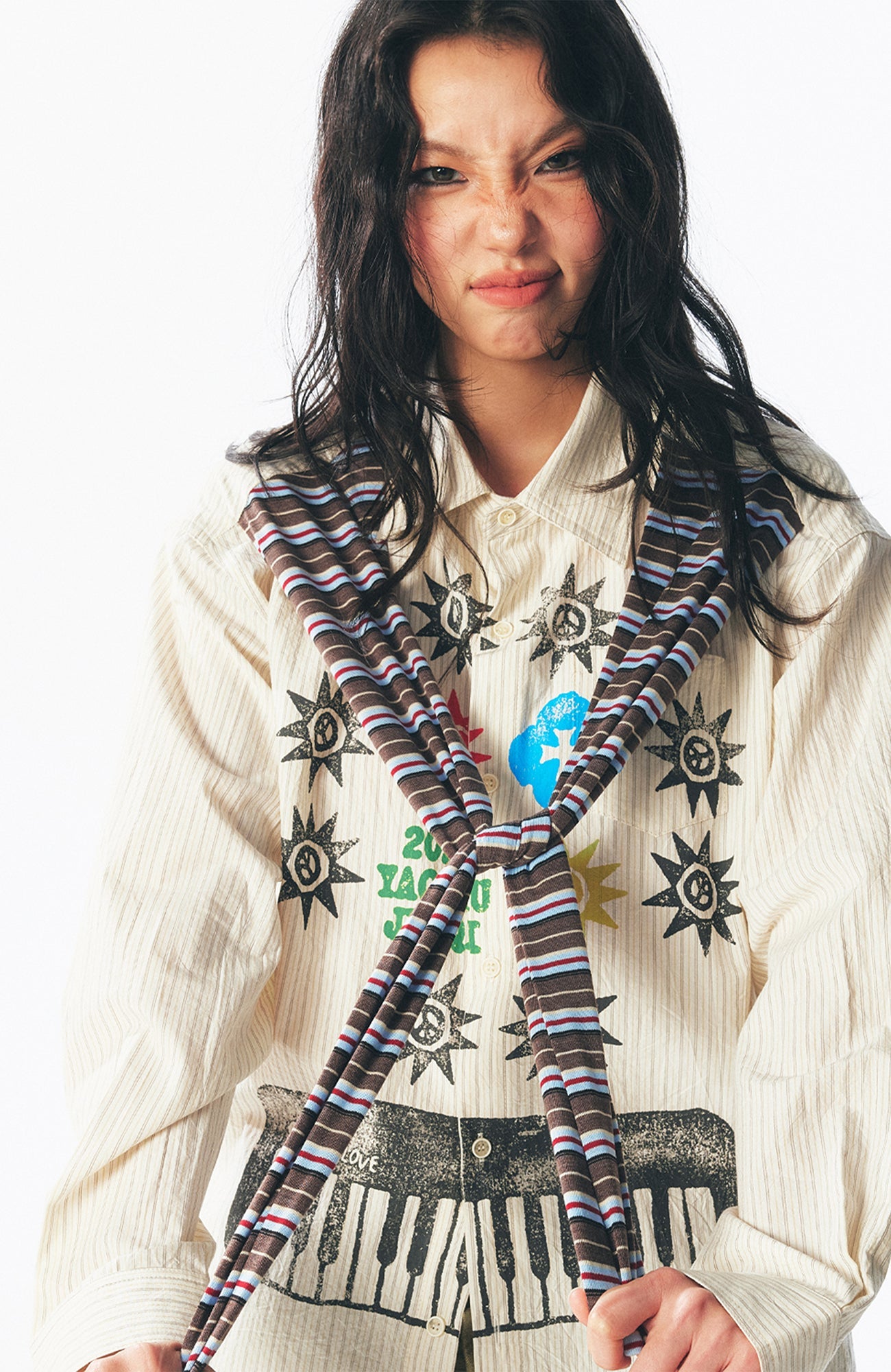 1997 POSTOFFICE Totem Graphic Fake Scarf Shirt-Jacket-S (Preorder)-Free Shipping Leatheretro