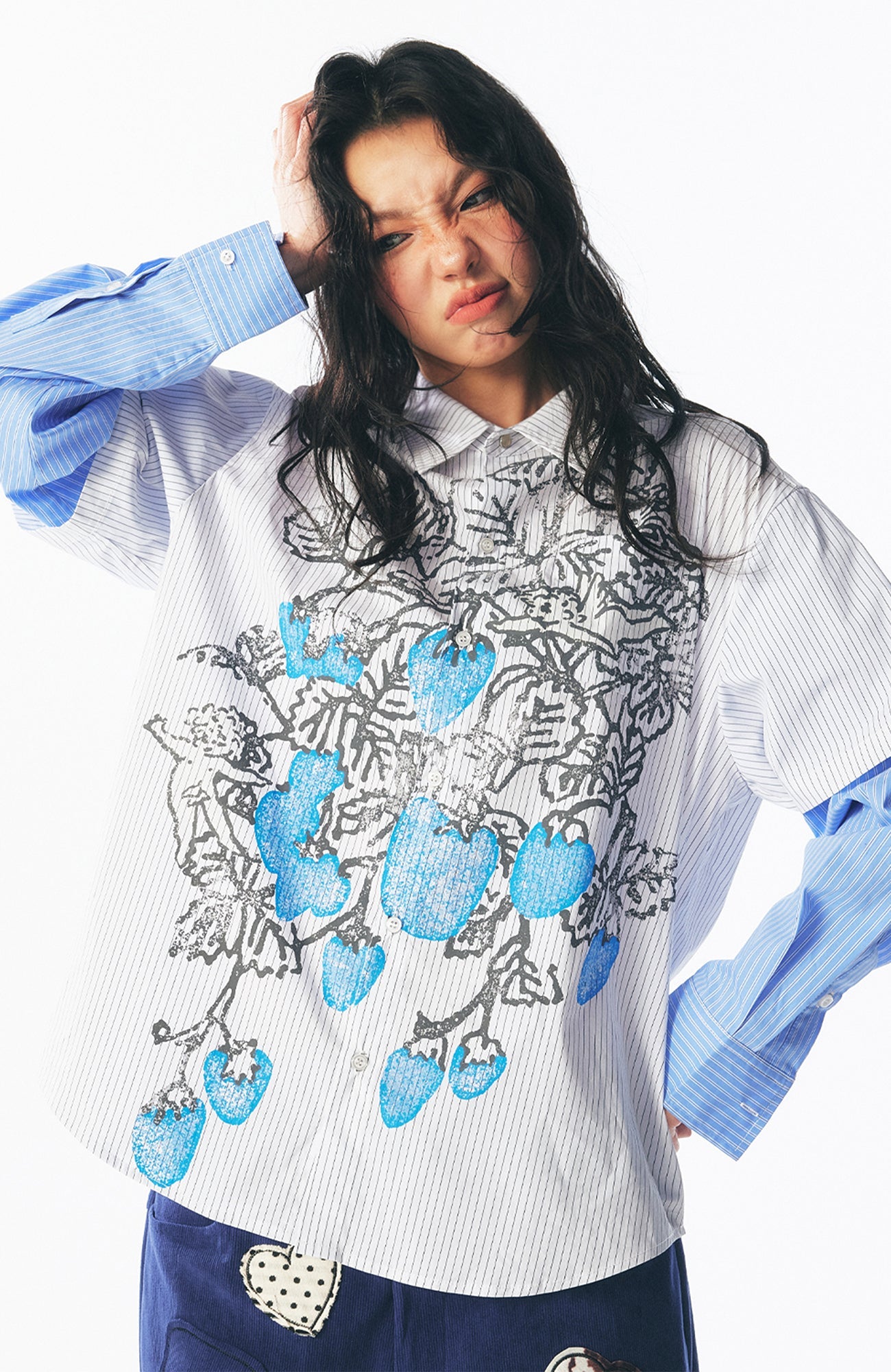1997 POSTOFFICE Strawberry Graphic Layered Long-Sleeve Tee-Jacket-S (Preorder)-Free Shipping Leatheretro