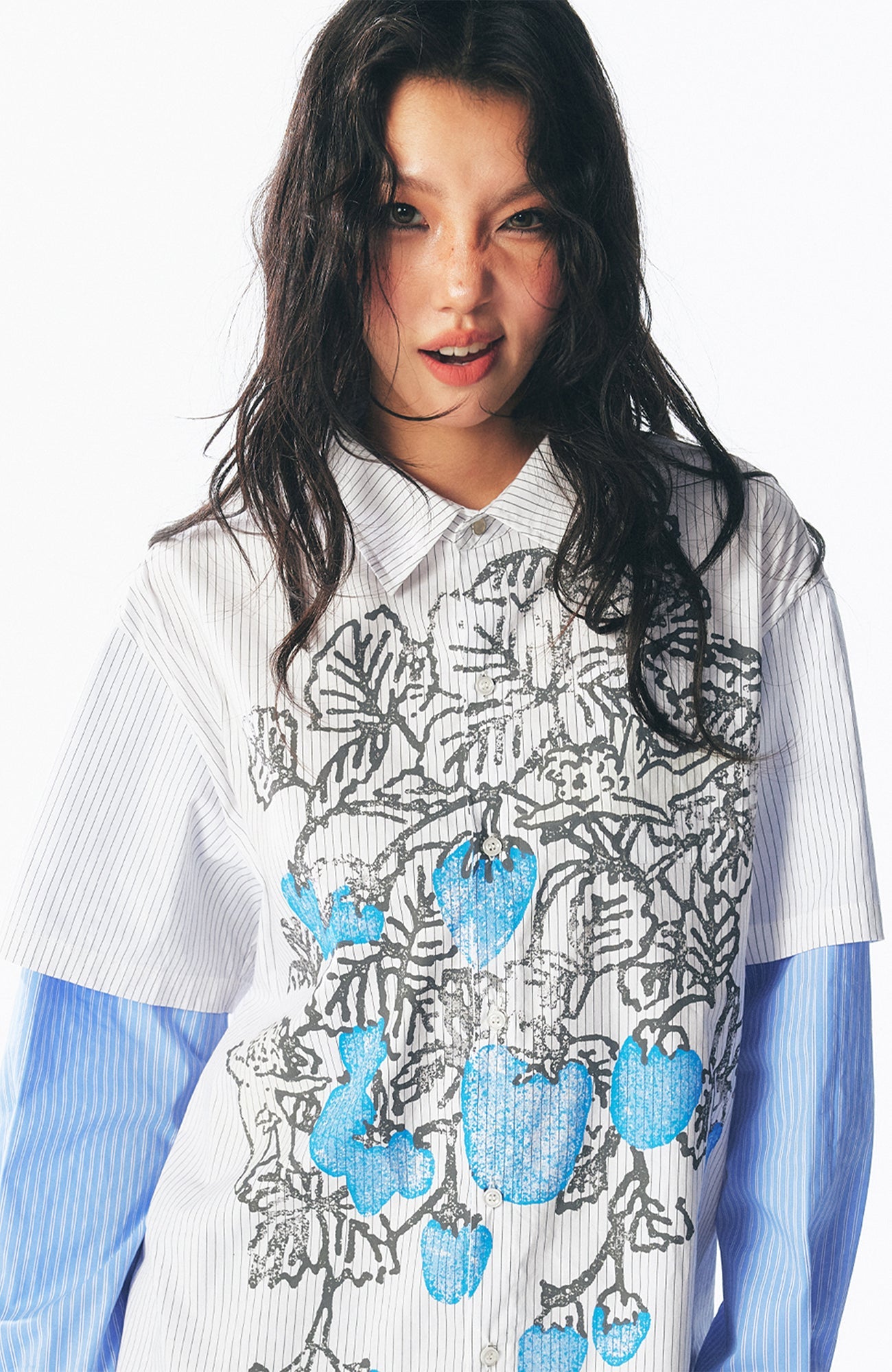 1997 POSTOFFICE Strawberry Graphic Layered Long-Sleeve Tee-Jacket-S (Preorder)-Free Shipping Leatheretro