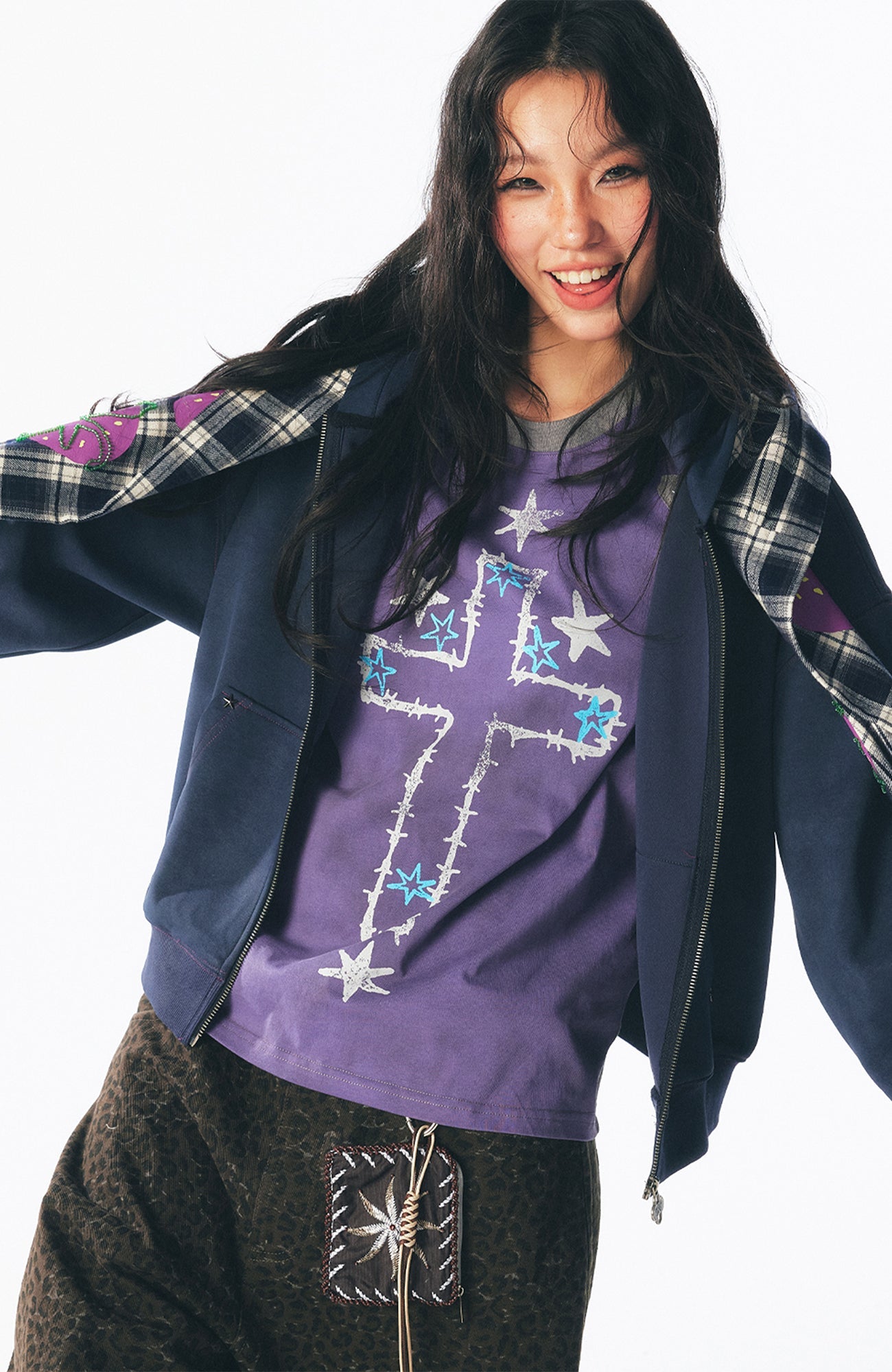 1997 POSTOFFICE Strawberry Graphic Built-In Scarf Zip-Up Hoodie-Jacket-S (Preorder)-Free Shipping Leatheretro