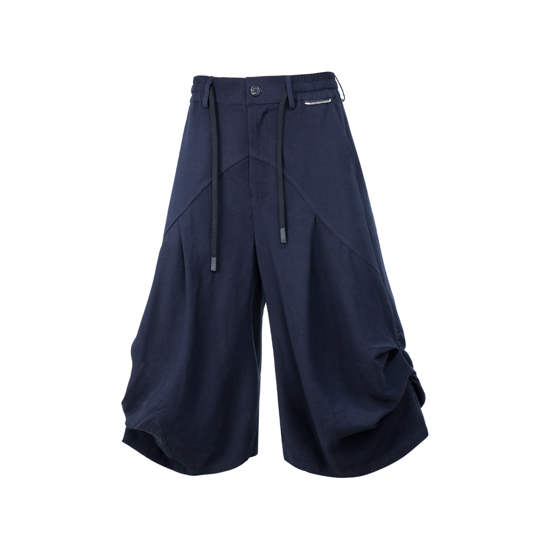RELABEL Tencel-Acetate Ruched Oversized Shorts-Shorts-XS-Navy-Free Shipping Leatheretro