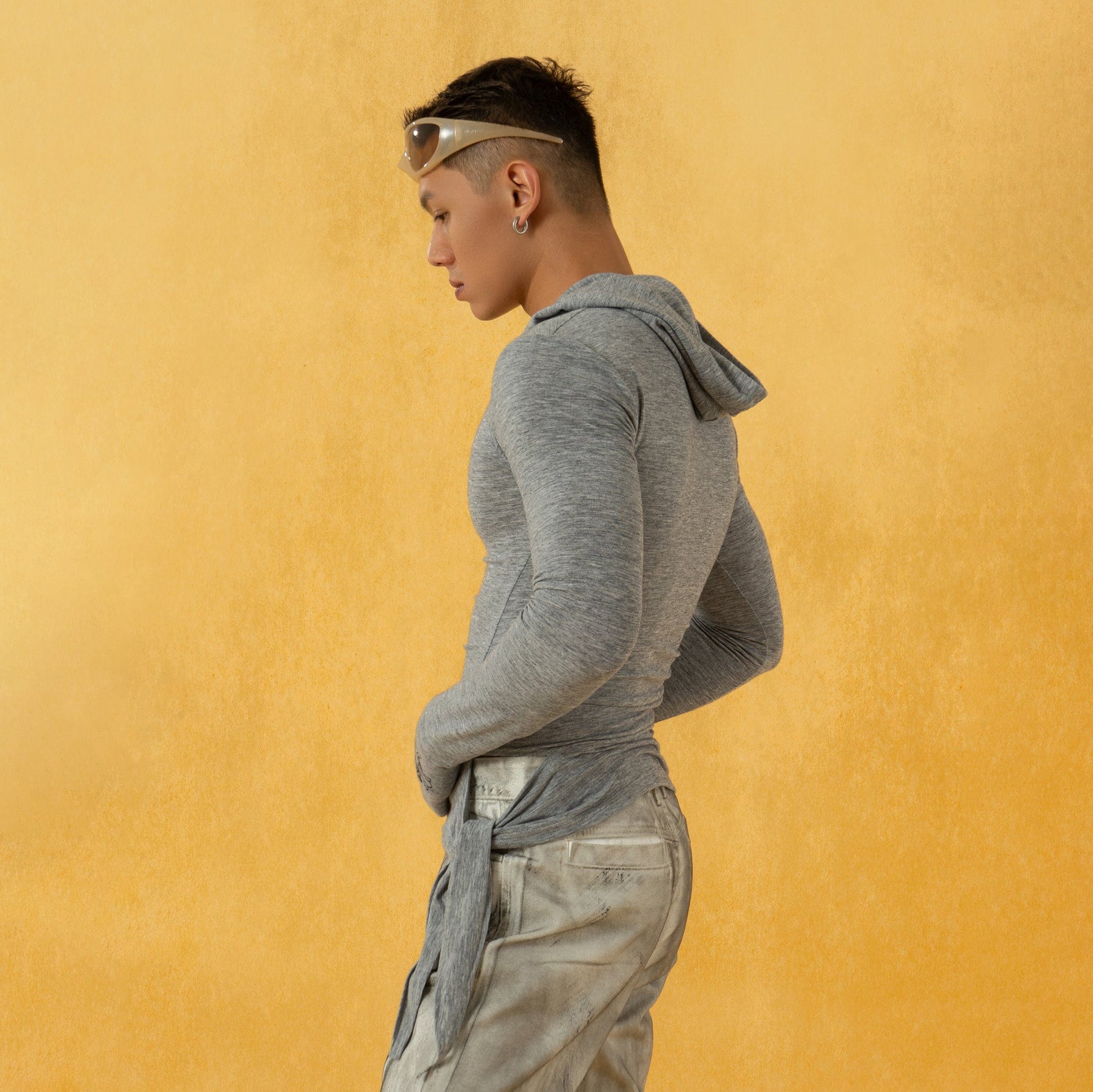 CLP Pleated Slim Fit Hoodie Long-Sleeve T-Shirt-L/S Tee-S-Free Shipping Leatheretro