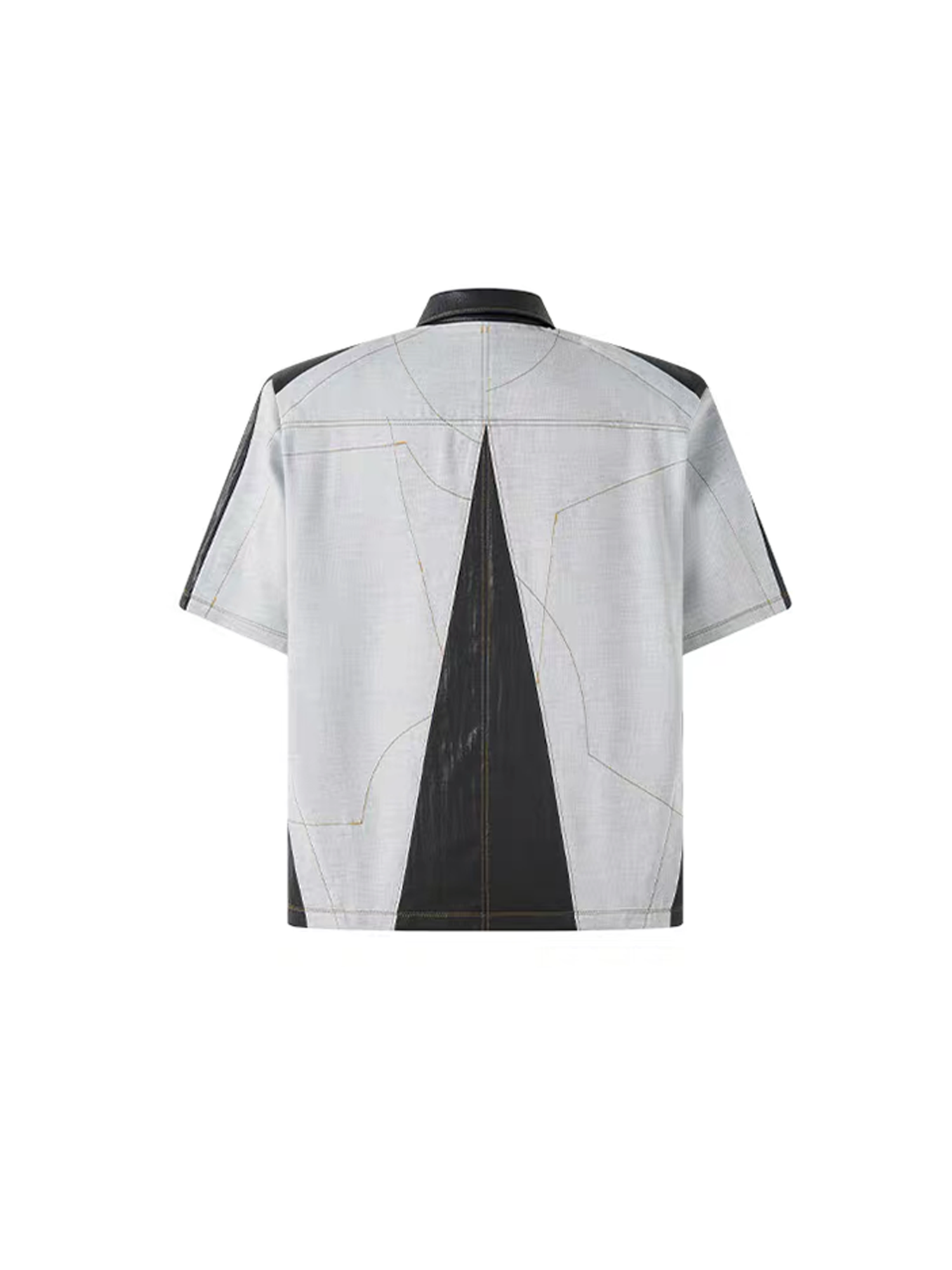 TIWILLTANG Contrast Stitch Paneled Zip-Up Half Shirt-Half shirt-S-Blue-Free Shipping Leatheretro
