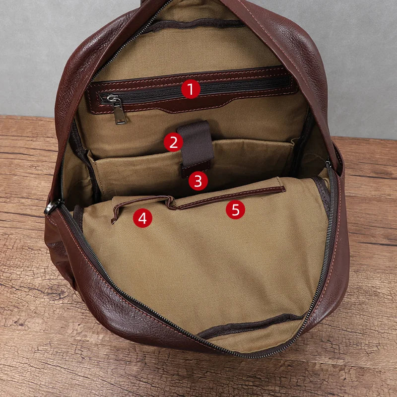 Genuine Leather Men Vintage Laptop Bag - Large Capacity Travel Backpack-Backpacks-Coffee-Free Shipping Leatheretro