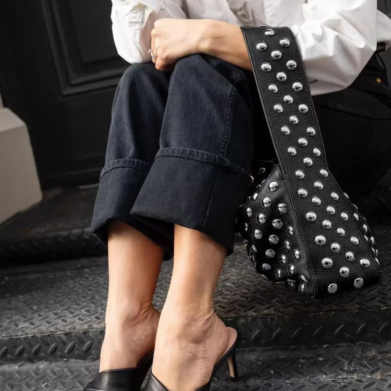 American Style Rivet Armpit Shoulder Bag-Handbags-Black-Free Shipping Leatheretro