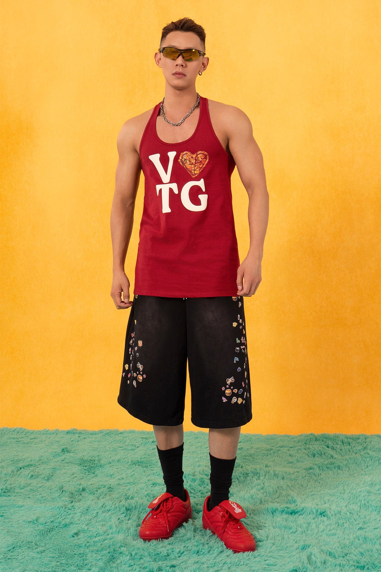 CLP Washed Stickers Drawstring Shorts-Shorts-M-Free Shipping Leatheretro