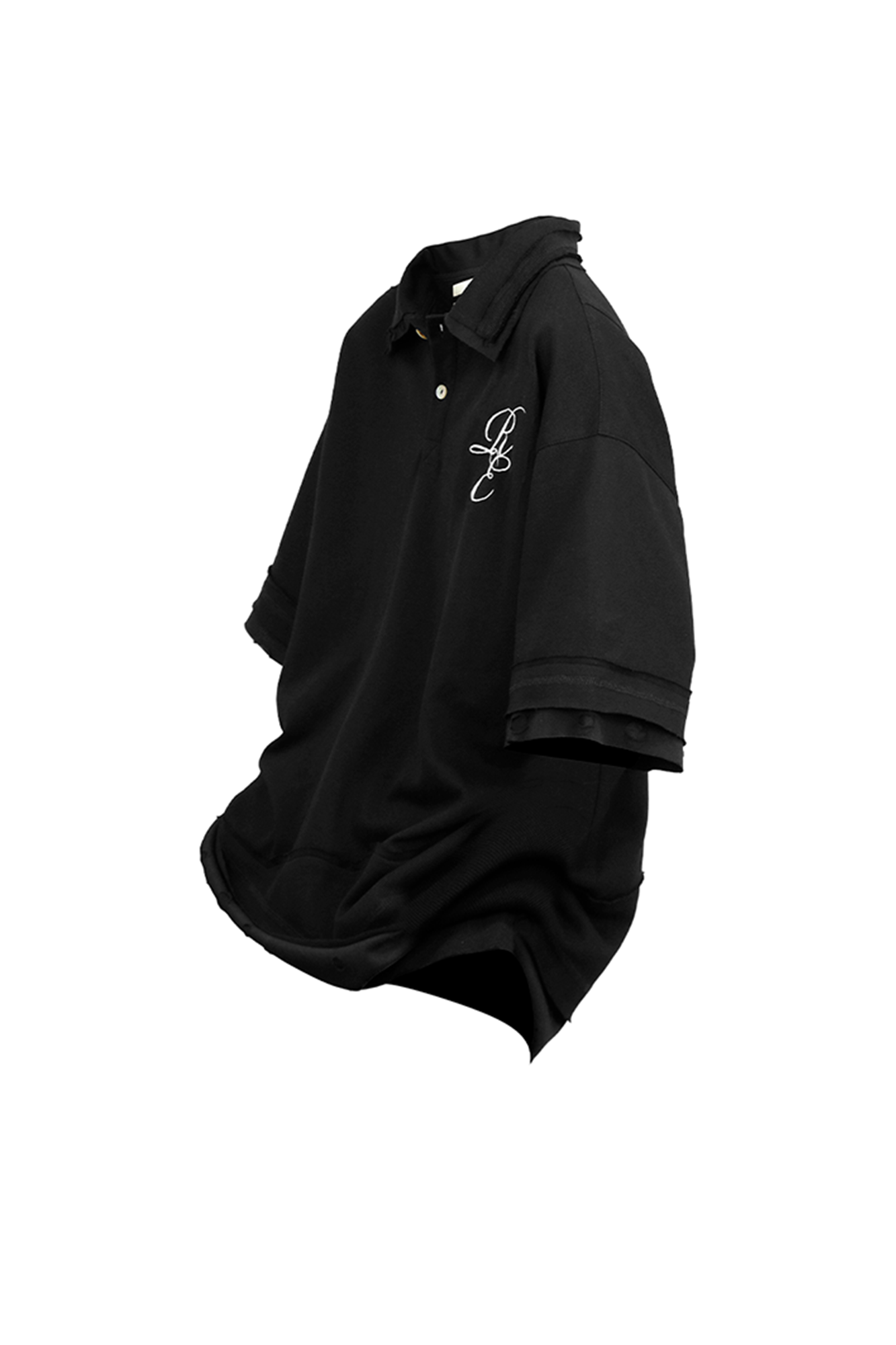 RELABEL Spliced Embroidered Polo Shirt-T Shirt-XS-Free Shipping Leatheretro