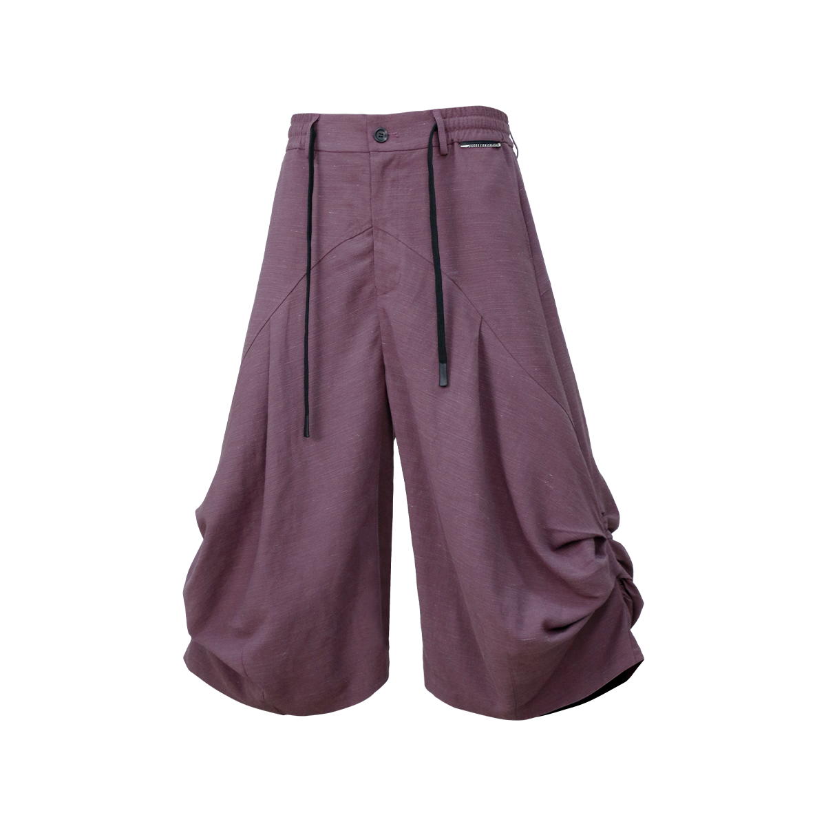 RELABEL Tencel-Acetate Ruched Oversized Shorts-Shorts-XS-Purple-Free Shipping Leatheretro