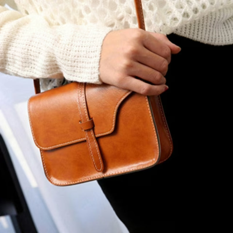 Vintage Leather Crossbody Shoulder Bag - Retro Minimalist Messenger Bags-Shoulder Bag-Black-Free Shipping Leatheretro
