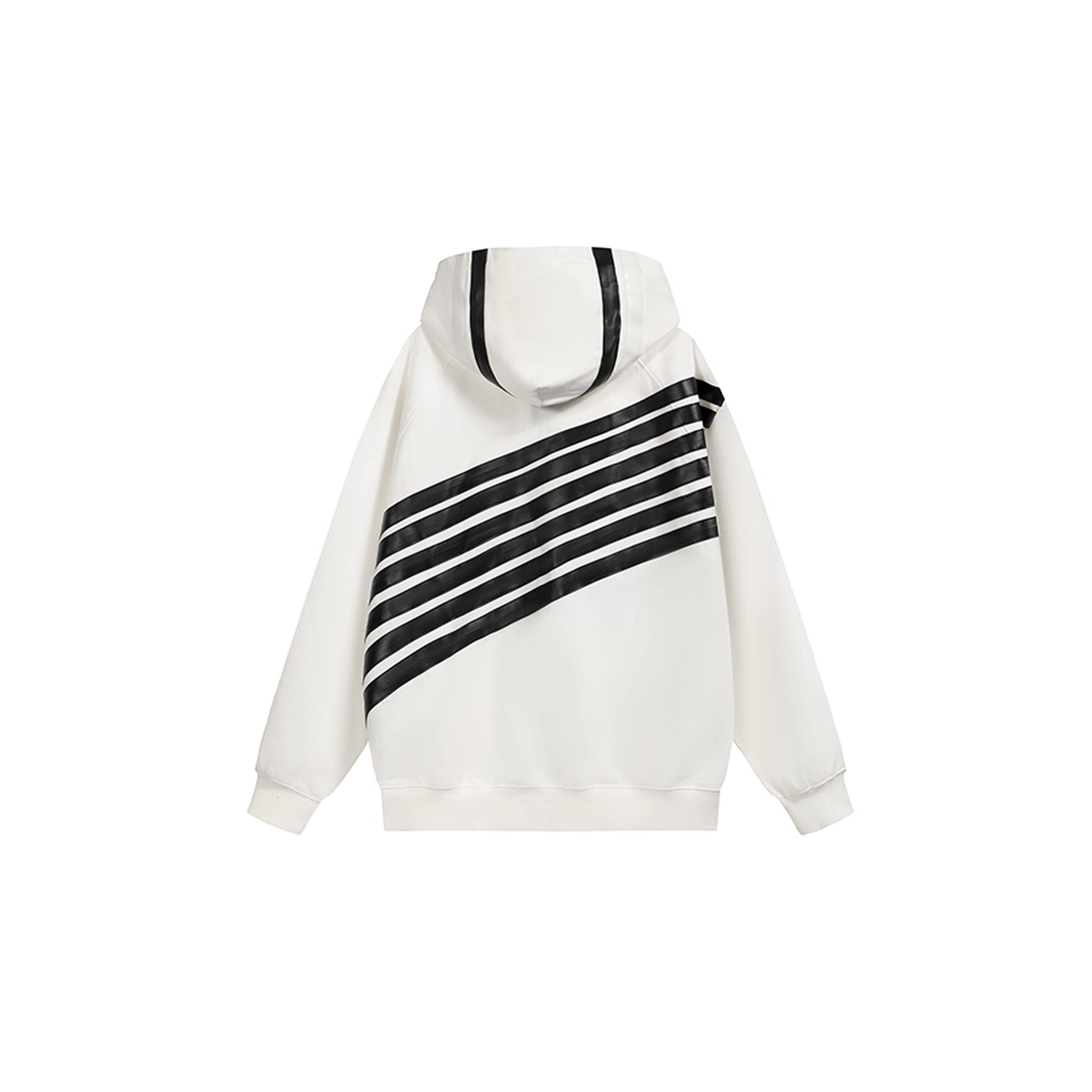 NOTHINGNESS WORLD Four-Stripe Zip-Up Hoodie-Jacket-S-Black-Free Shipping Leatheretro