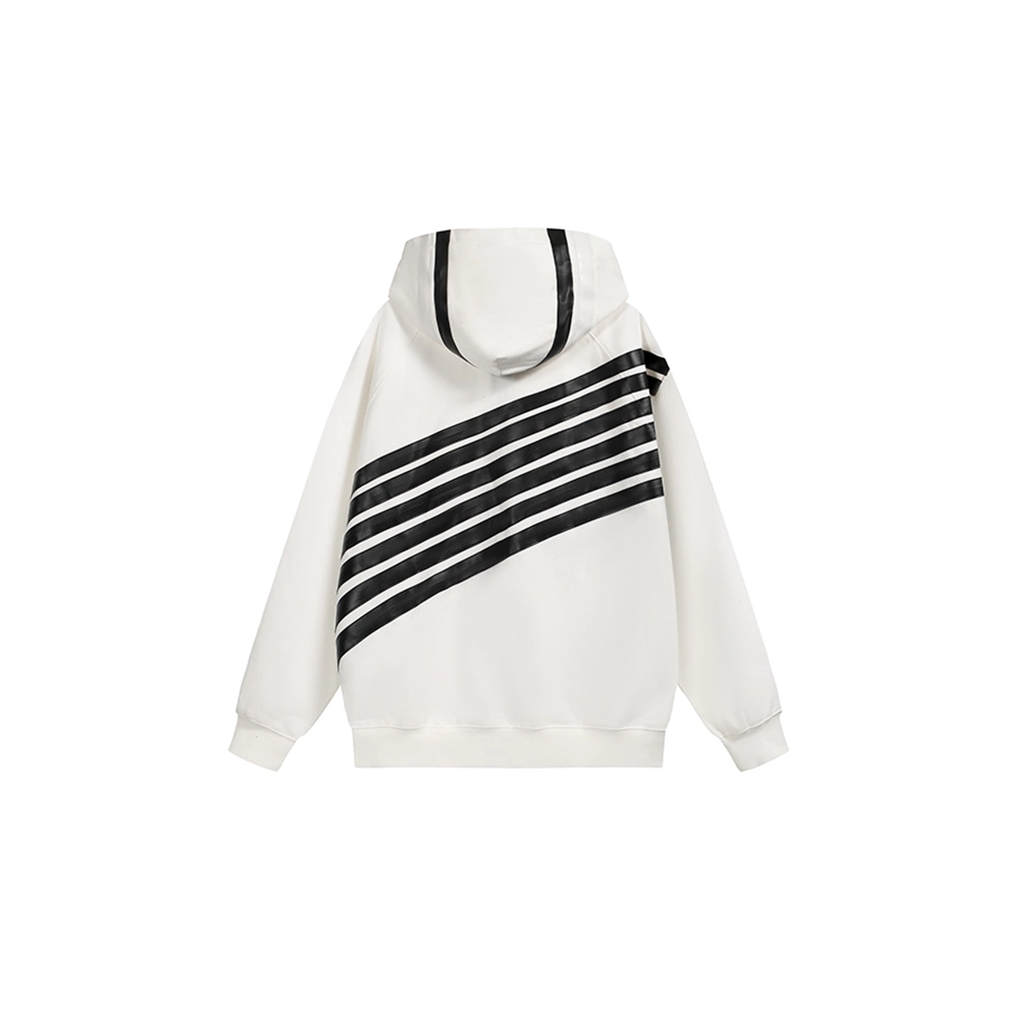 NOTHINGNESS WORLD Four-Stripe Zip-Up Hoodie-Jacket-S-Black-Free Shipping Leatheretro