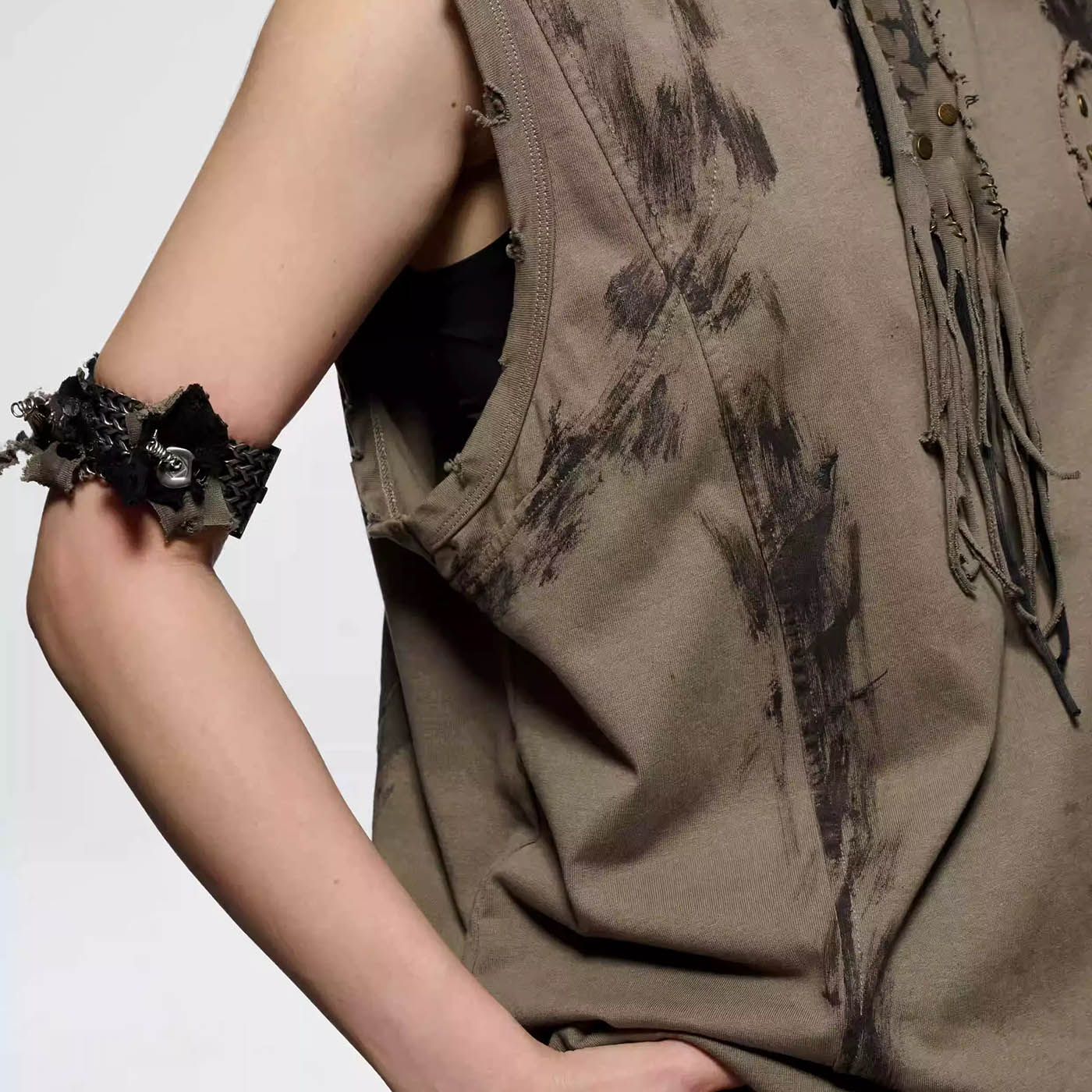 ILLUSORY x FLYERRER Distressed Metal Fabric Bracelet-Bracelet-Standard (7.1 INCHES)-Free Shipping Leatheretro