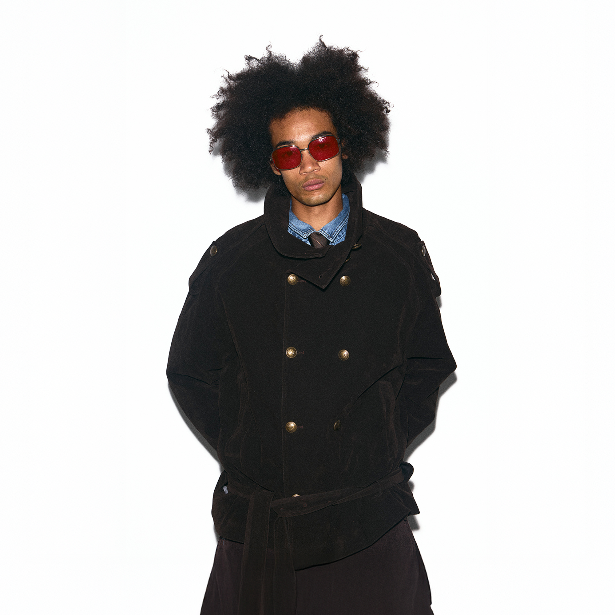 TRECLUB Velvet Double-Breasted Short Trench Jacket-Jacket-S (Preorder)-Free Shipping Leatheretro