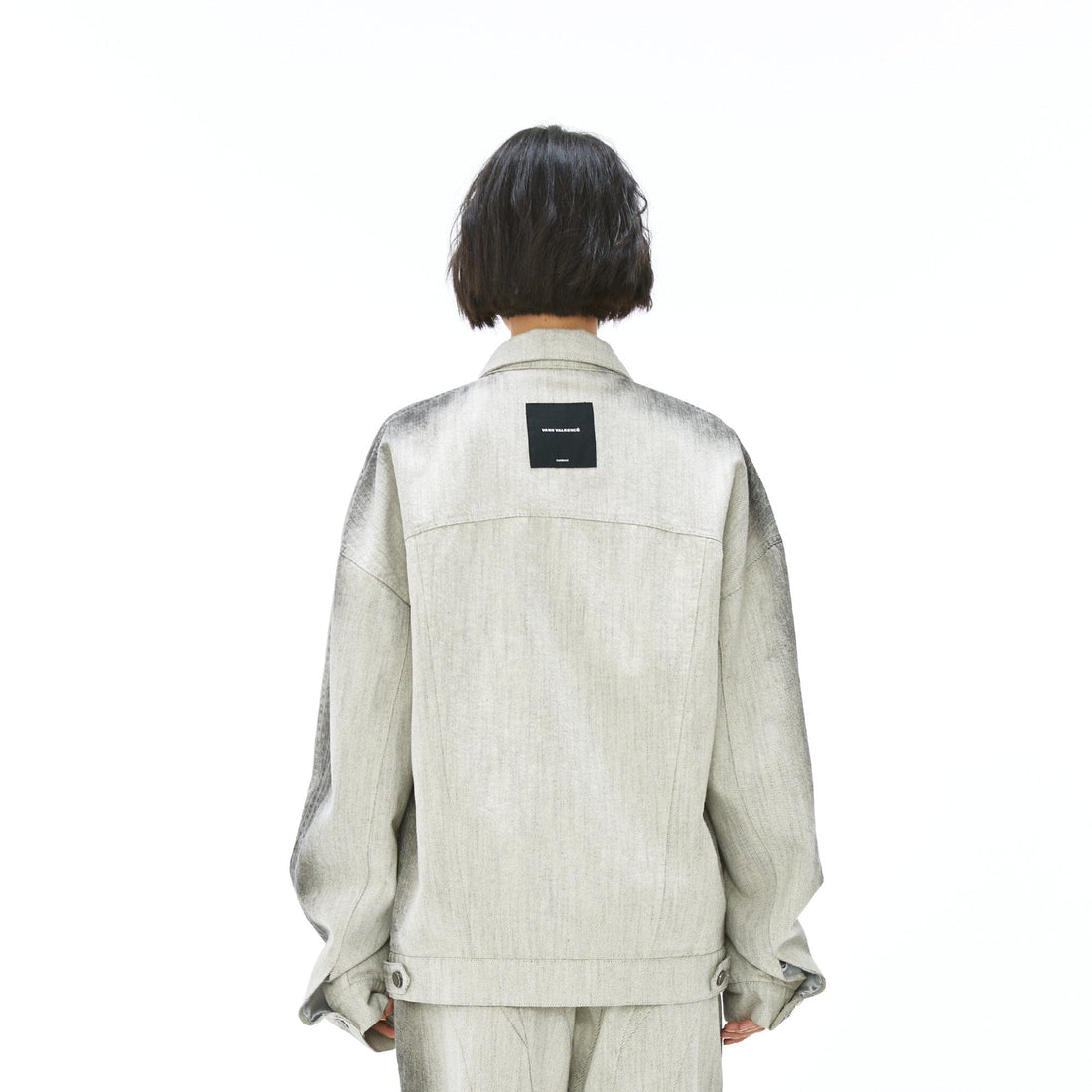 VANN VALRENCE Structured Panel Gradient Sleeve Washed Denim Jacket-Jacket-S-Free Shipping Leatheretro