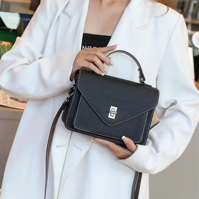 Cowhide Casual Crossbody Bag - Women Genuine Leather Handbag-Handbags-Brown-Free Shipping Leatheretro