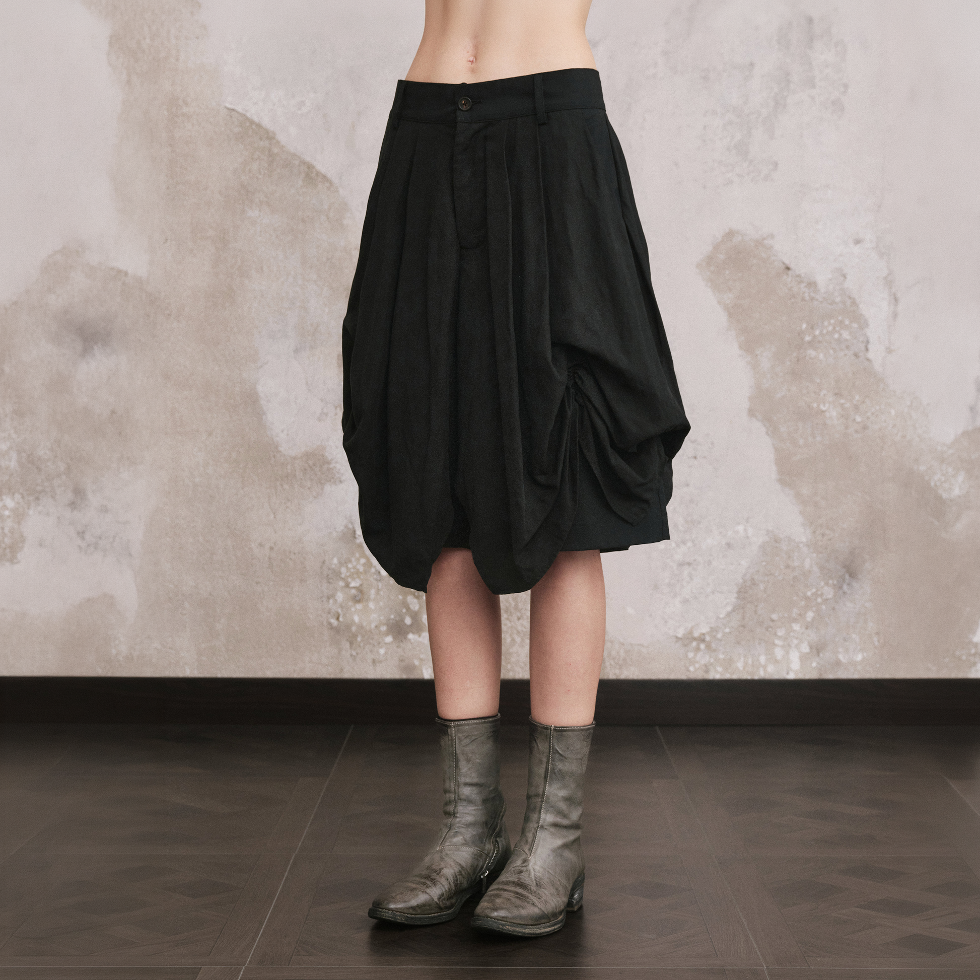 ILNya Nieternite Nifutur Paneled Pleated Drop-Crotch Shorts-Shorts-S (0) / 27-32"-Free Shipping Leatheretro