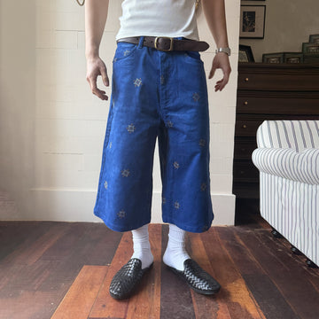 TRECLUB Embroidered Wide-leg Shorts-Shorts-S (preorder)-Free Shipping Leatheretro