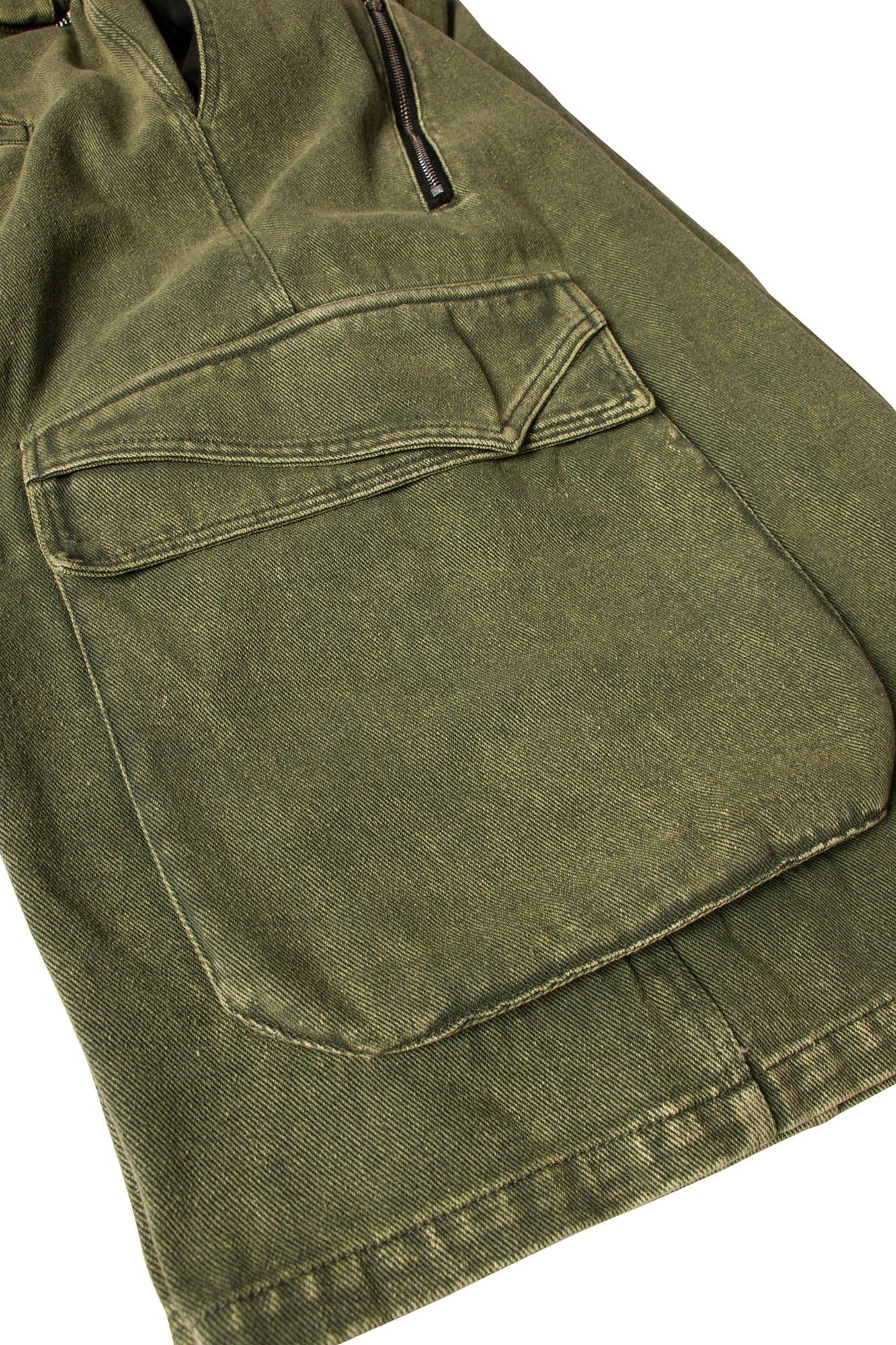 RELABEL Detachable Scarf Washed Multi-Pocket Wide-Leg Shorts-Shorts-XS-Green-Free Shipping Leatheretro