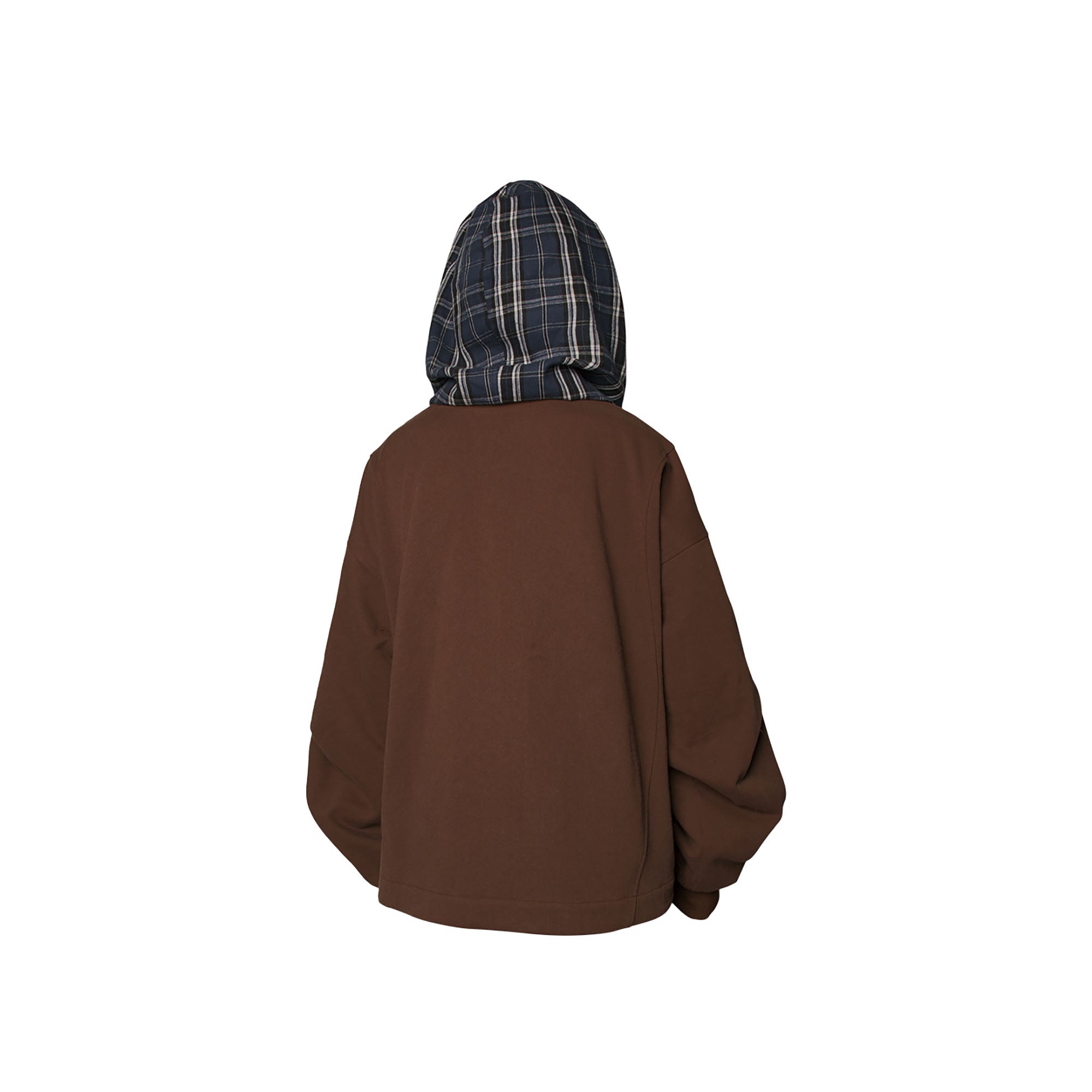 RELABEL Detachable Plaid Hood Jacket Brown-Jacket-XS (Preorder)-Free Shipping Leatheretro