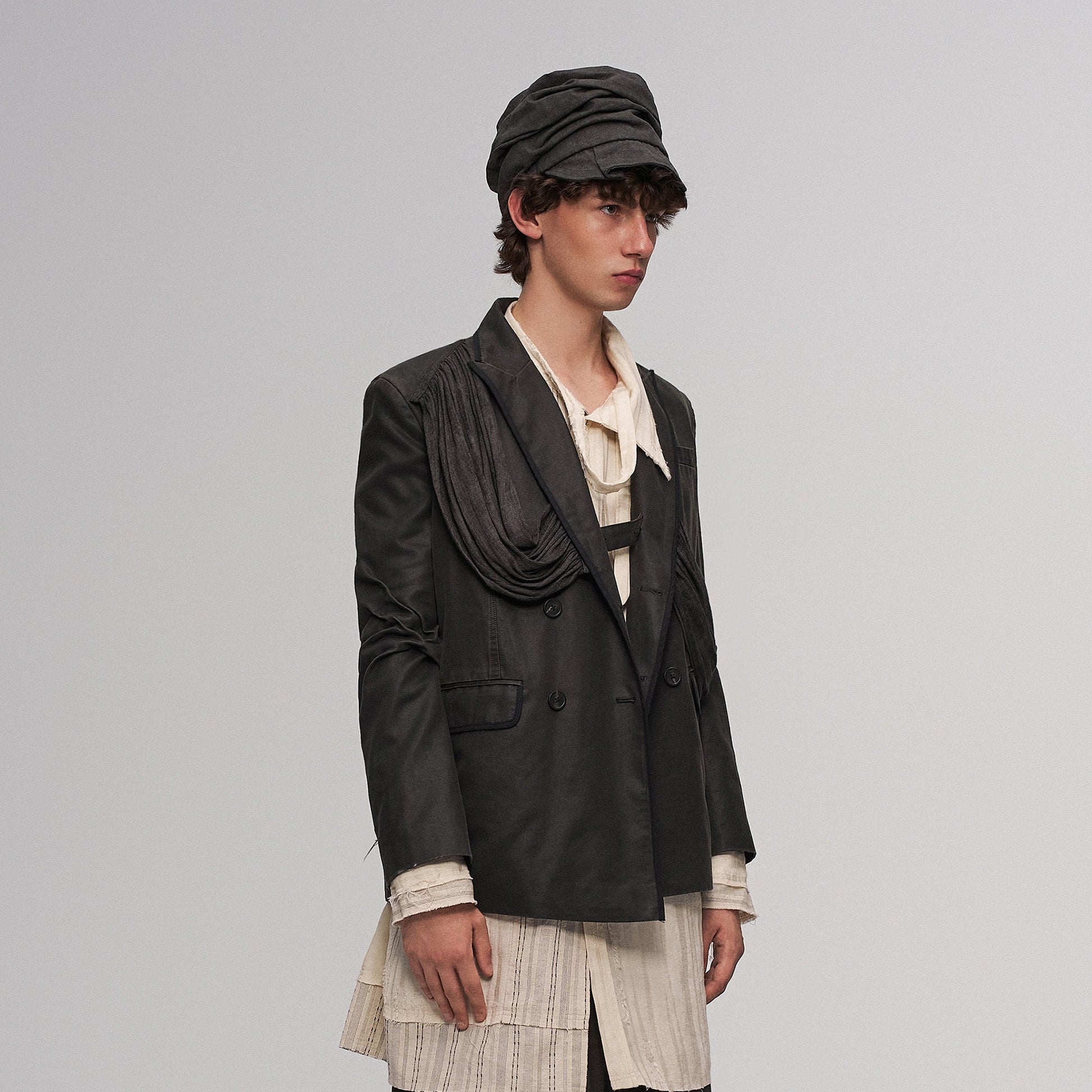 ILNya Nieternite Nifutur Crinkled Strap-Draped Panel Blazer-Jacket-S (0)(Preorder)-Free Shipping Leatheretro