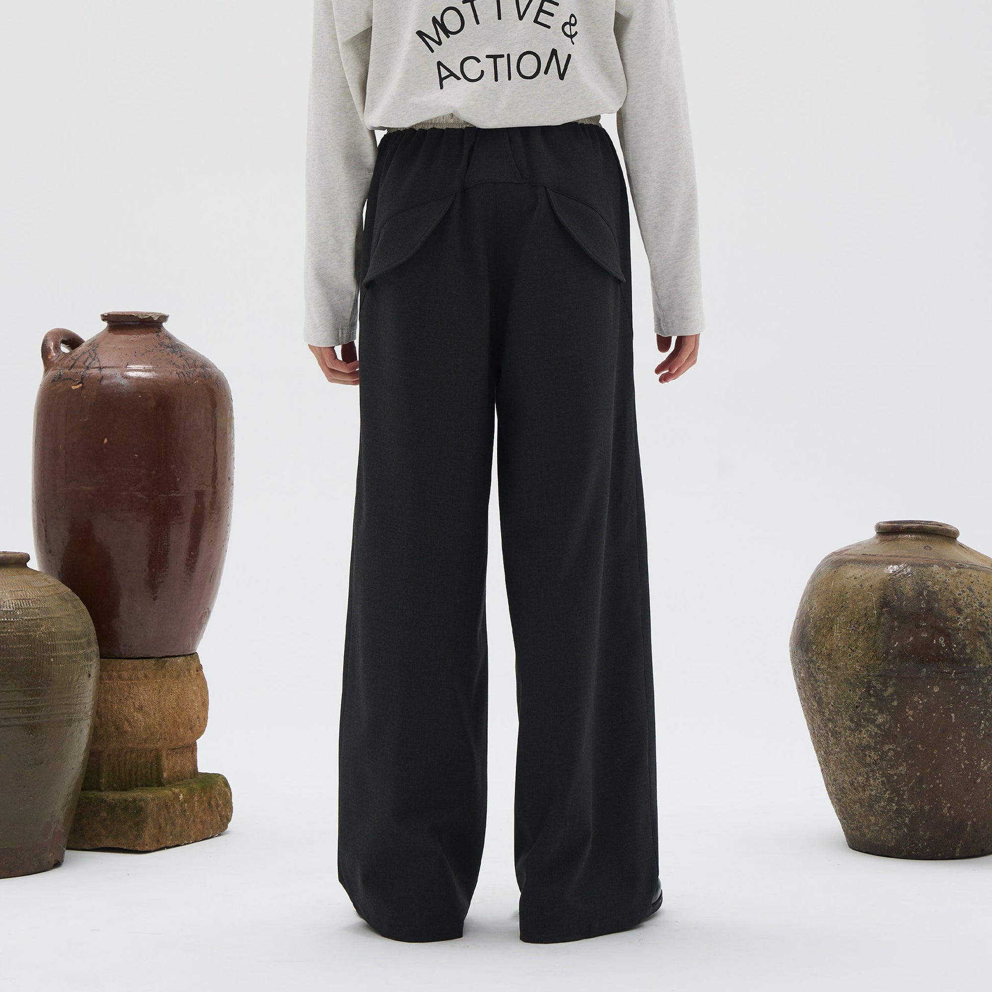 7440 37 1 Contrast Waistband Panelled Trousers-Pants-S-Free Shipping Leatheretro