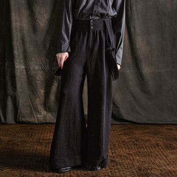 ILNya Nieternite Nifutur Buttoned High-Waist Wide-Leg Overalls-Pants-S(0)-Free Shipping Leatheretro