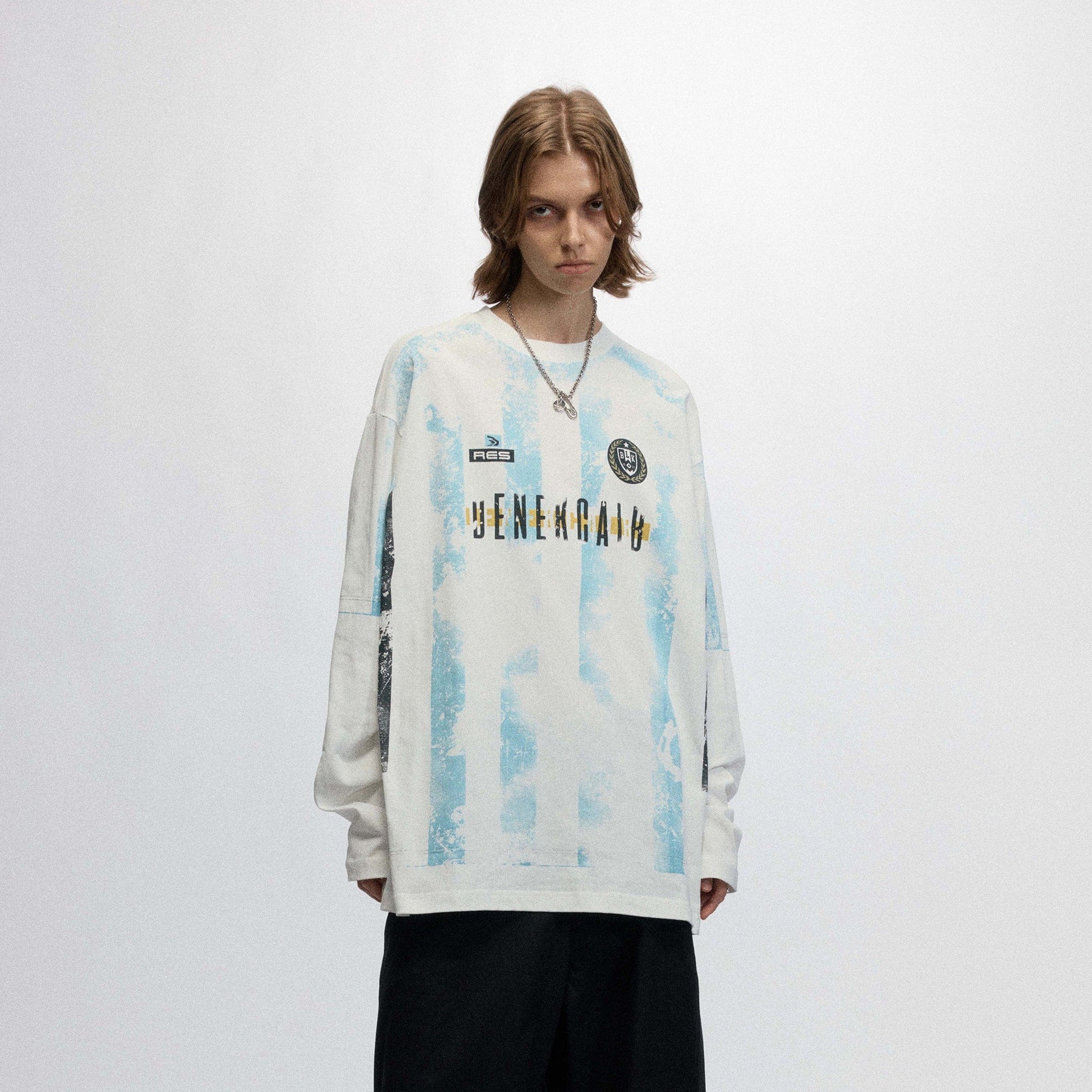 OVDY Retro Distressed Long-Sleeve Jersey-L/S Tee-S-White-Free Shipping Leatheretro