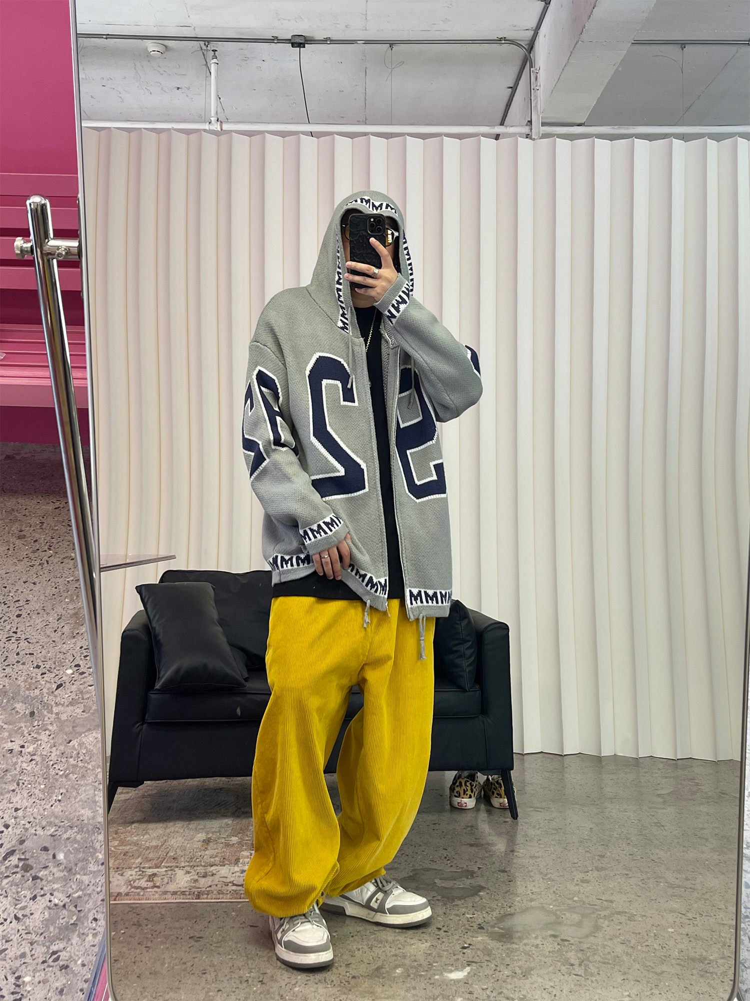 ME DA IGUAL Number-Jacquard Knit Zip Hoodie-Jacket-M-Free Shipping Leatheretro