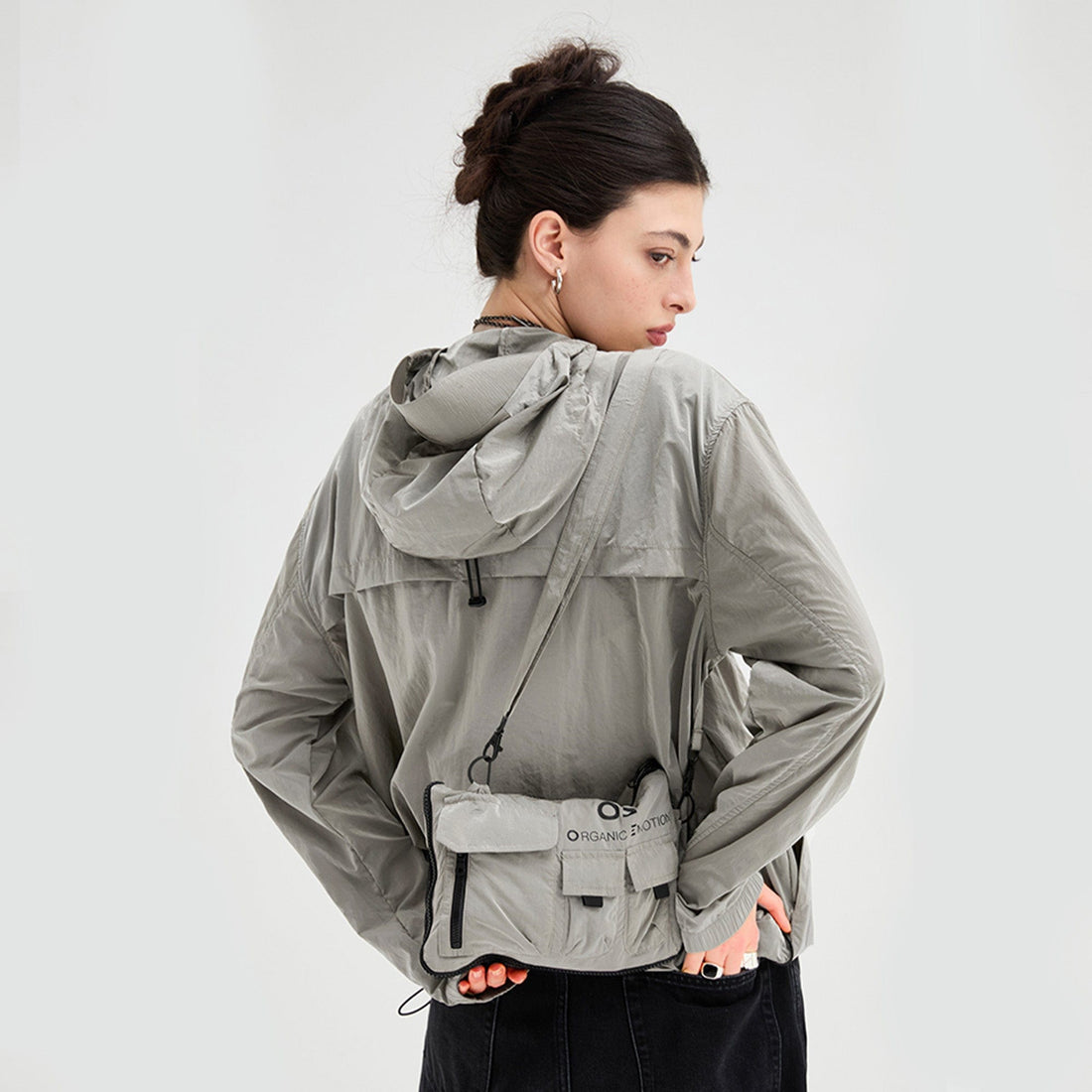 ORGANIC EMOTION Packable Utility UV Protection Hooded Windbreaker-Jacket-M-Free Shipping Leatheretro