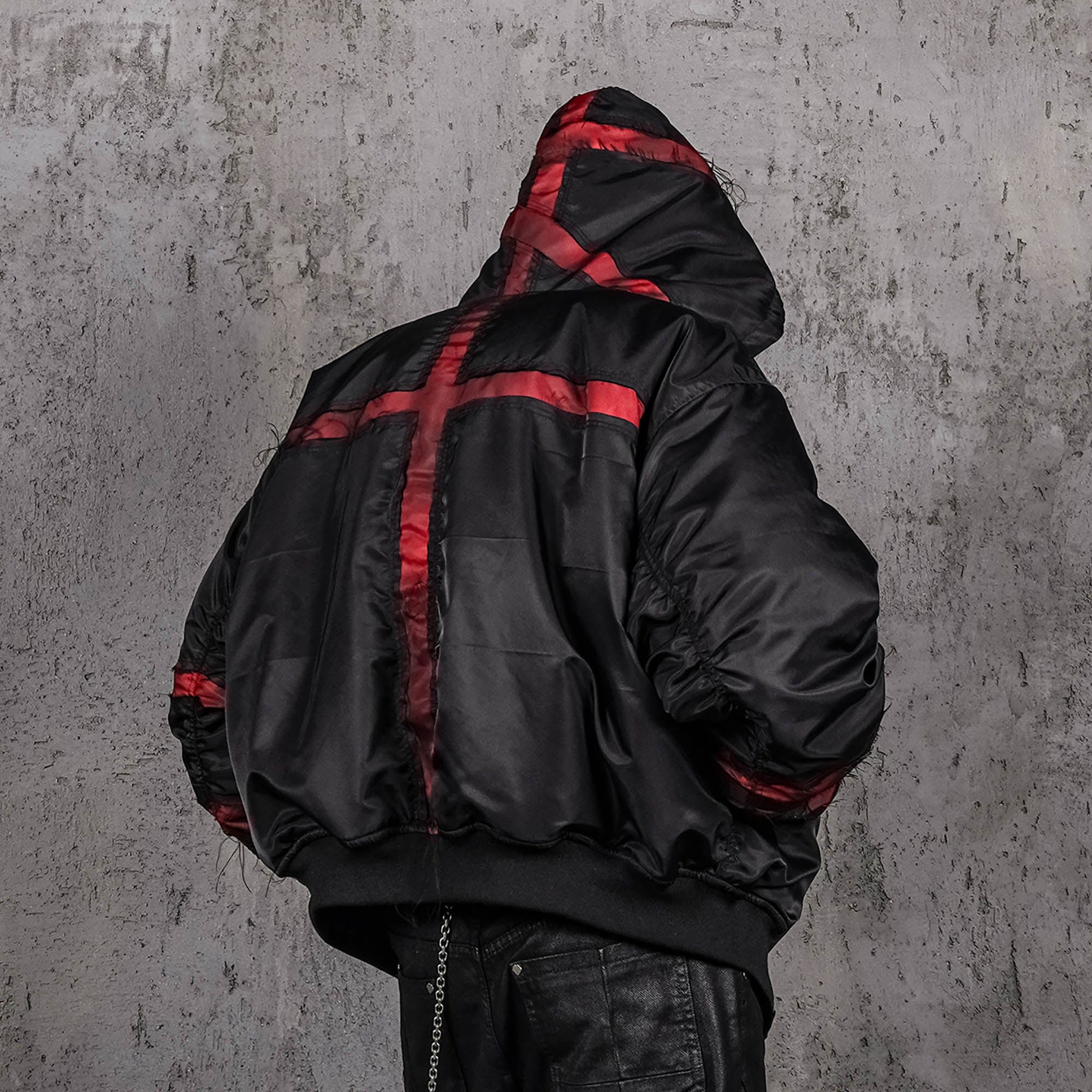UNDERWATER Distressed Bondage MA-1 Jacket Red-Jacket-S-Free Shipping Leatheretro