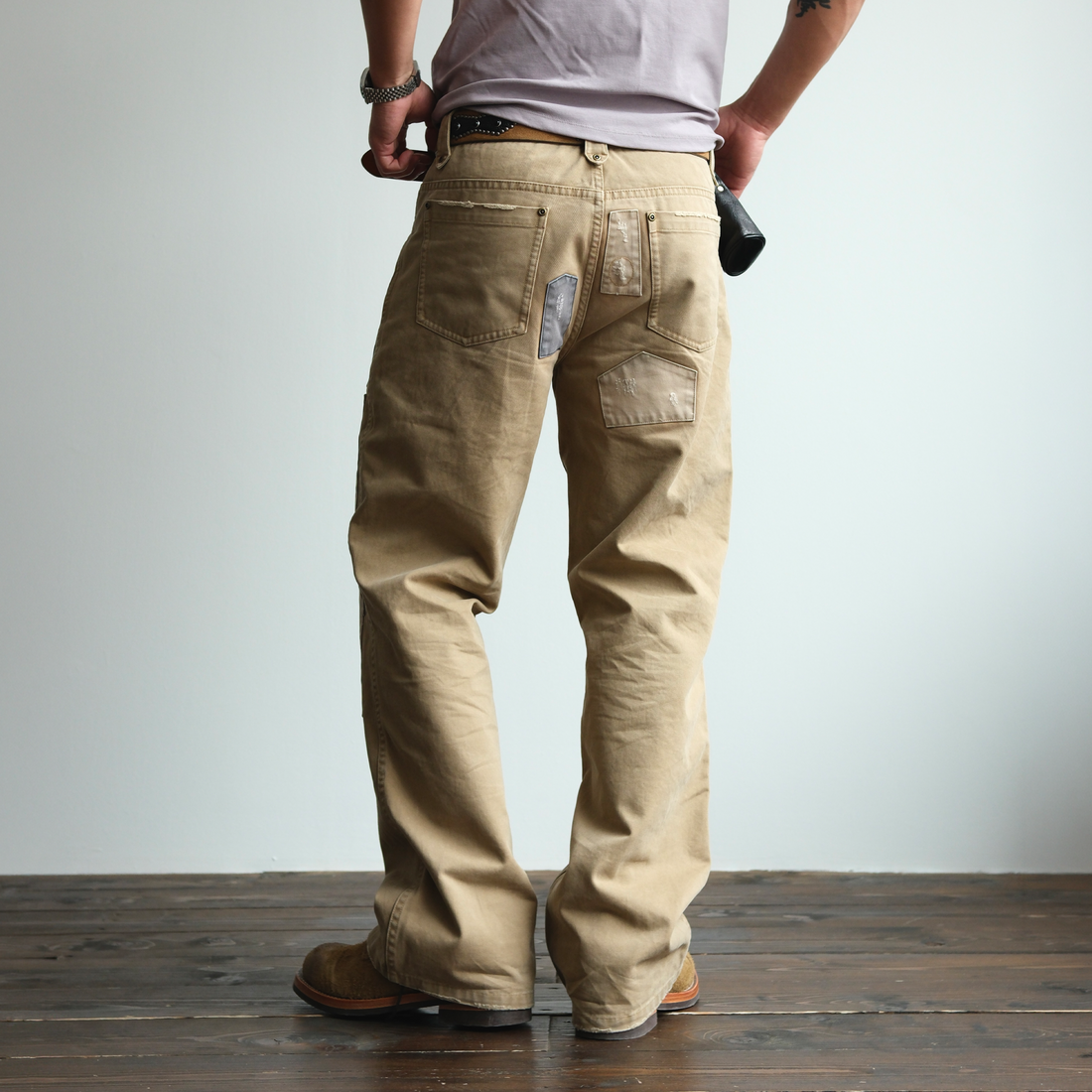 NEIGBORL Retro Paint-Splattered Distressed Patched Pants-Pants-S / 30"-Free Shipping Leatheretro