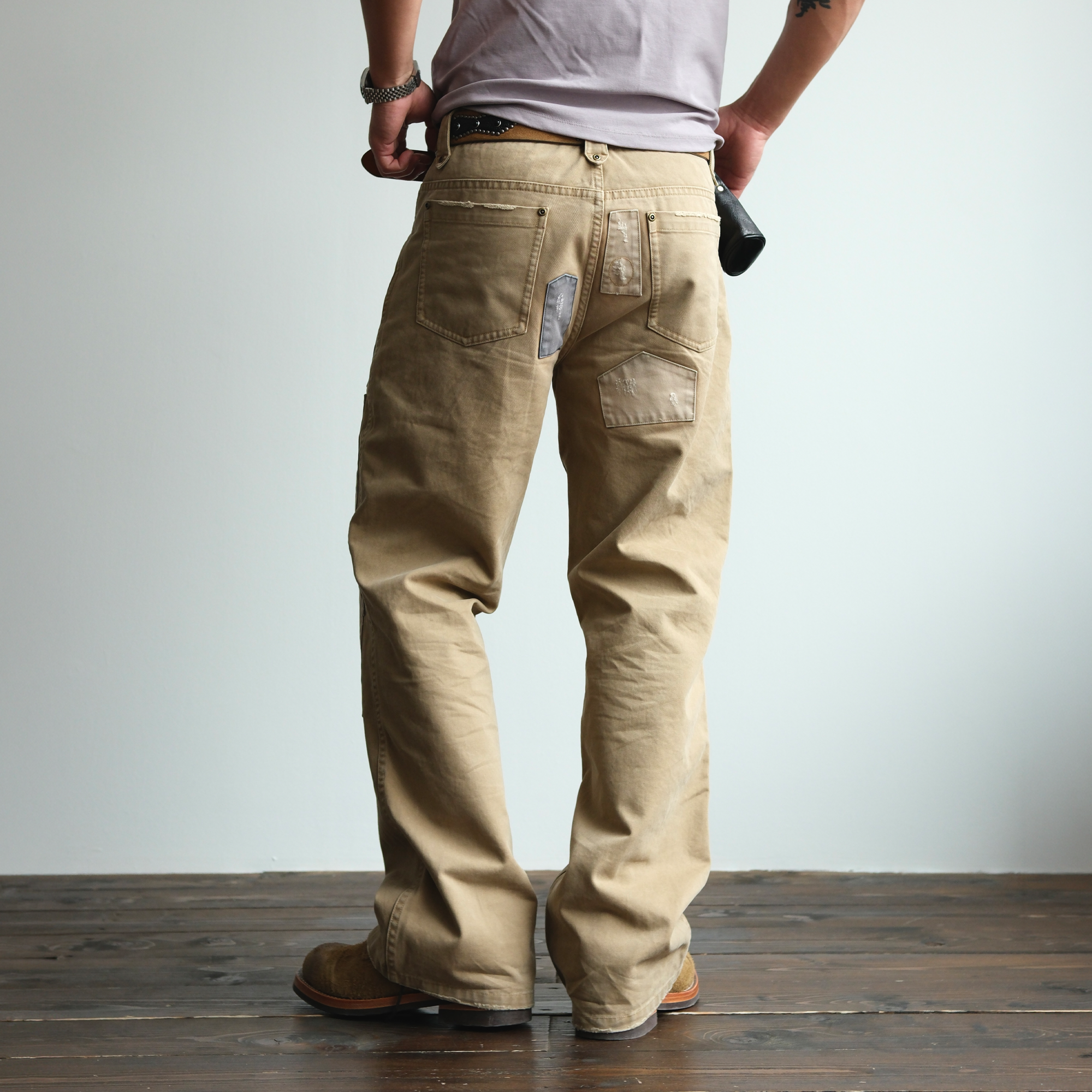 NEIGBORL Retro Paint-Splattered Distressed Patched Pants-Pants-S / 30"-Free Shipping Leatheretro