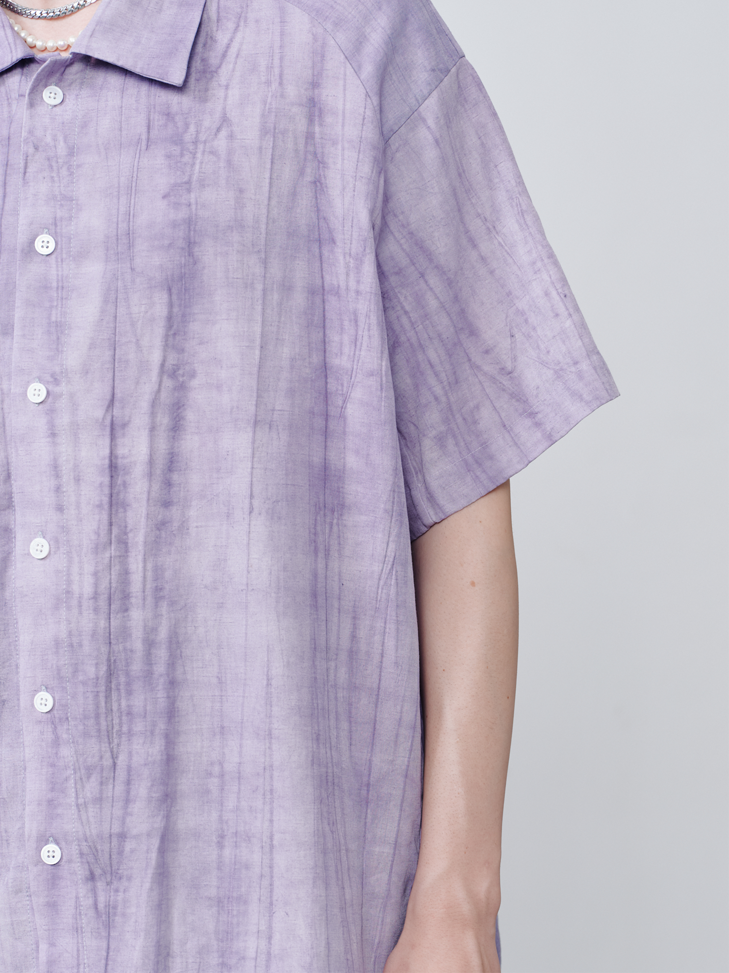 GRAINMUSTARD Crinkled Linen-Cotton Half Shirt-Half shirt-XS-Free Shipping Leatheretro
