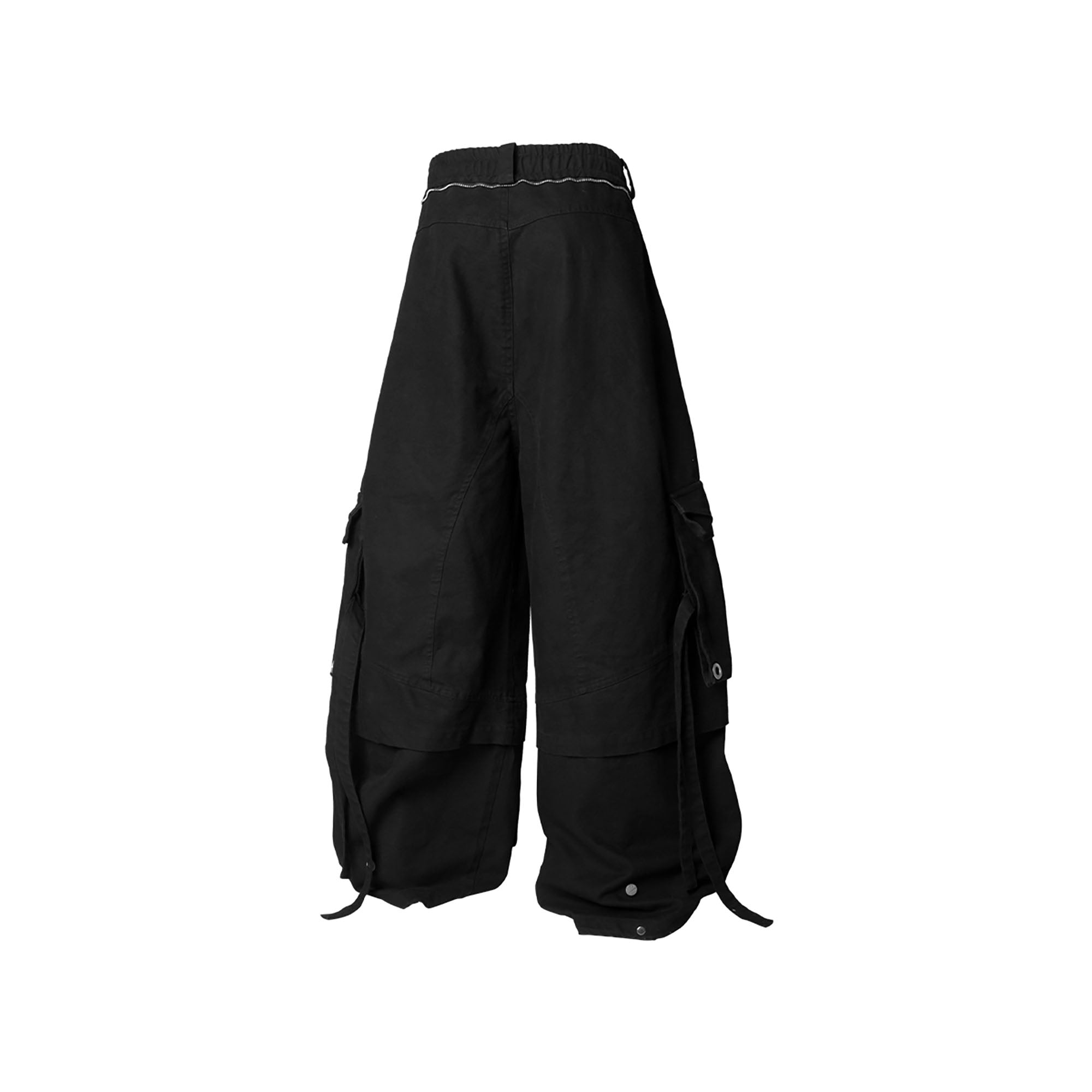 RELABEL Multi-Pocket Detachable Scarf Distressed Cargo Black-Pants-XS-Free Shipping Leatheretro