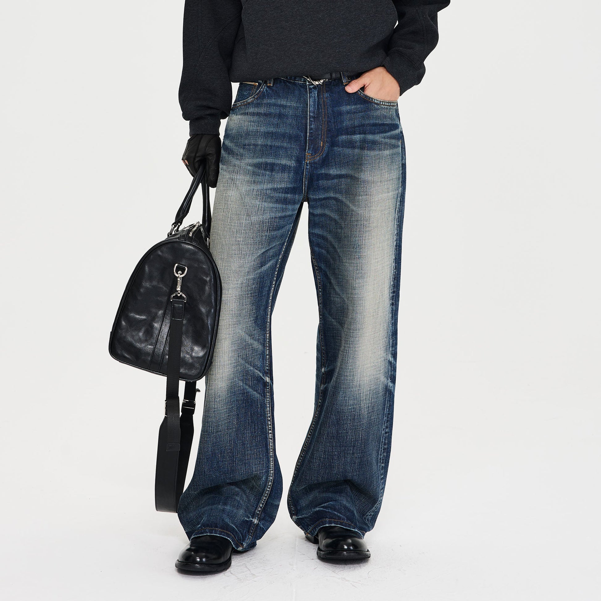 CATSSTAC Floral Embroidered Washed Straight-Leg Jeans-Jeans-M-Free Shipping Leatheretro