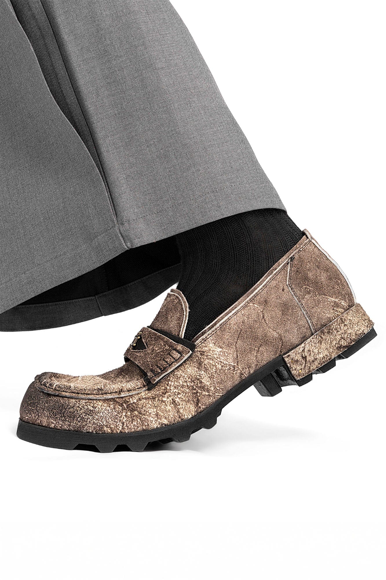 REWRITE Distressed Cowhide Saddle Loafers-Shoes-38.5-Free Shipping Leatheretro