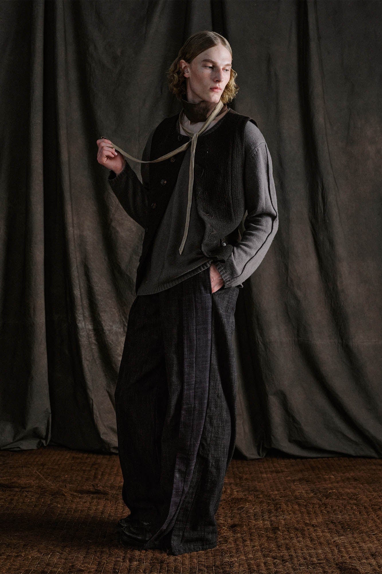 ILNya Nieternite Nifutur Wool-Blended Pleated-Waist Spliced Trousers-Pants-S(0)-Free Shipping Leatheretro