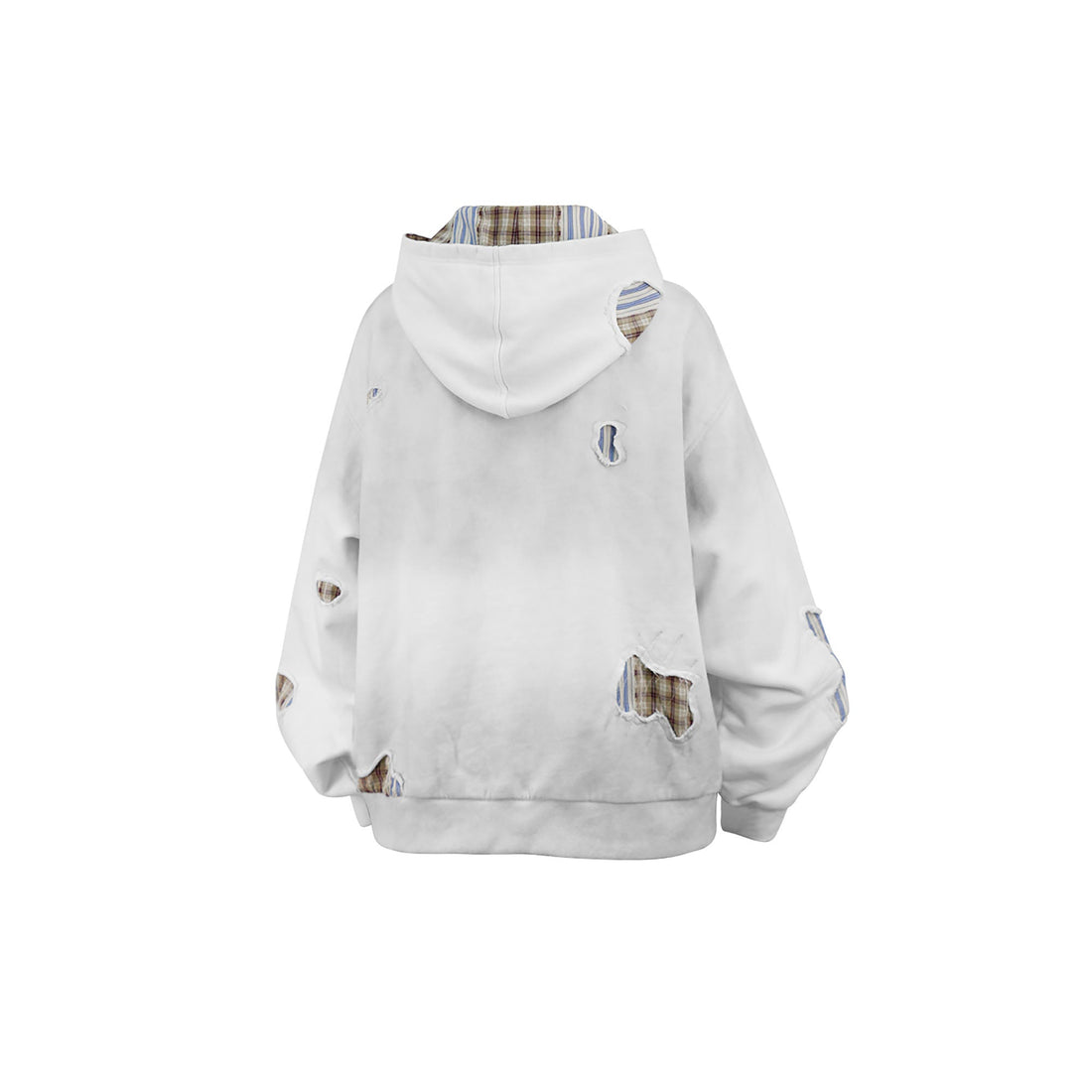 RELABEL Distressed Plaid Cut-Out Layered Hooded Jacket-Jacket-XS (Preorder)-Free Shipping Leatheretro