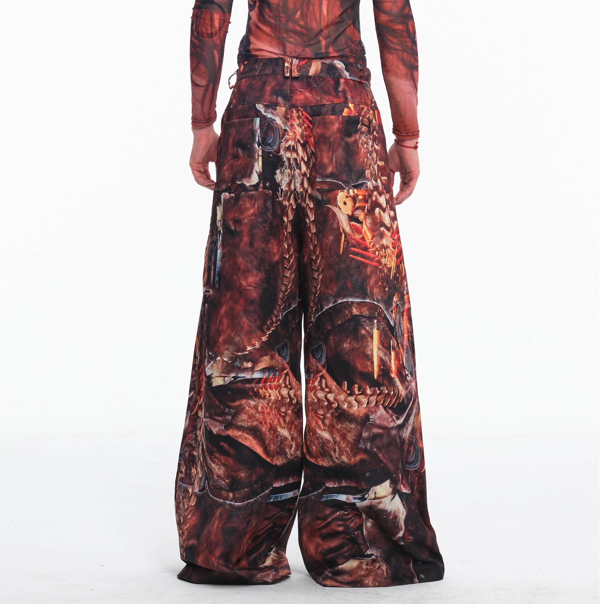 EMBRYO Tribal Skeleton Jewel Full-Print Wide-Leg Pants-Pants-S-Free Shipping Leatheretro