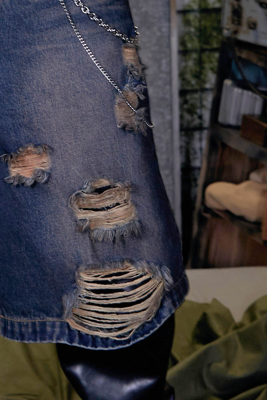 FACEONLAB Distressed Oversized Denim Shorts-Shorts-M-Free Shipping Leatheretro