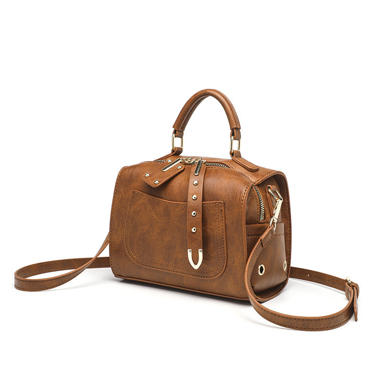 Women's Retro Shoulder Bag - Vintage Leather Crossbody Handbag-Crossbody Bag-Black-Free Shipping Leatheretro
