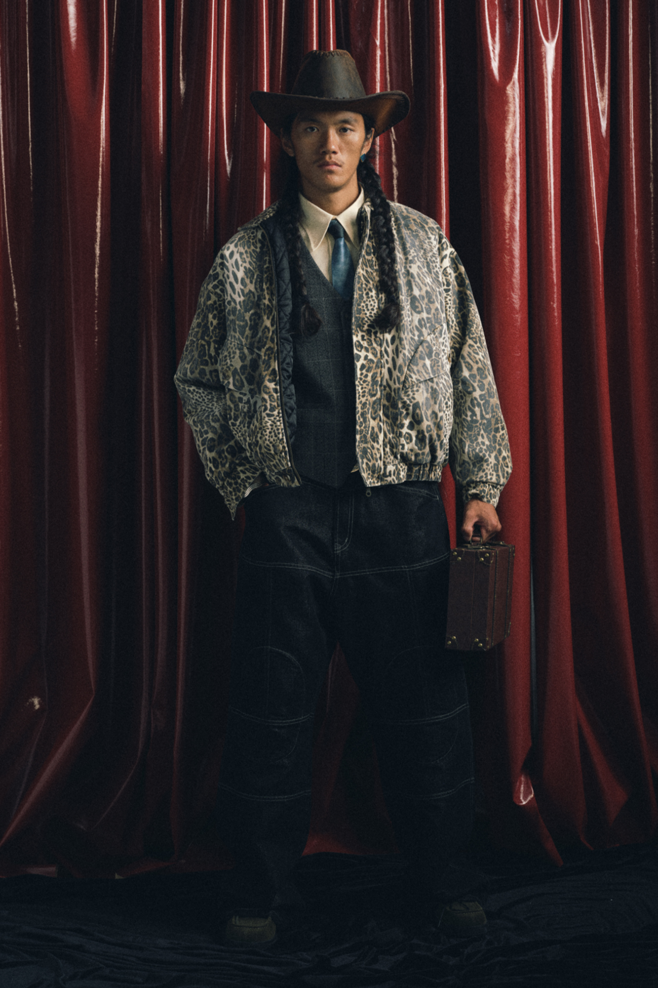 TRECLUB Distressed Leopard Full-Print Bomber Jacket-Jacket-S (Preorder)-Free Shipping Leatheretro