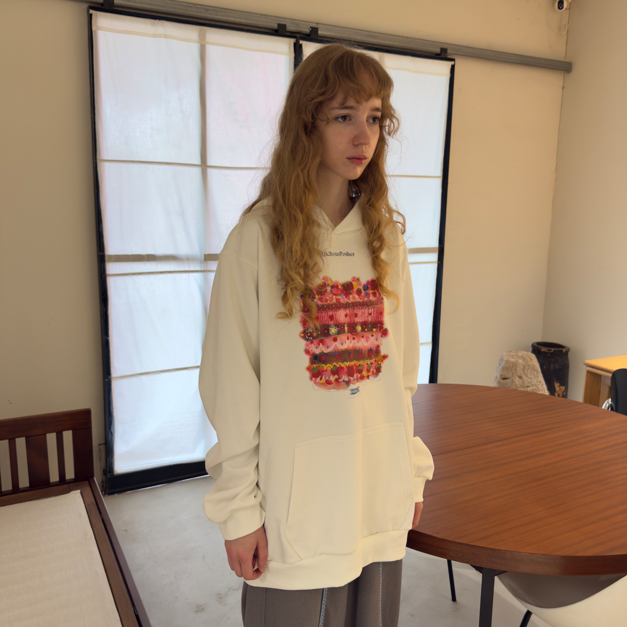 MIICHOUS Cake Graphic Oversized Hoodie-Sweatshirt-S-White-Free Shipping Leatheretro