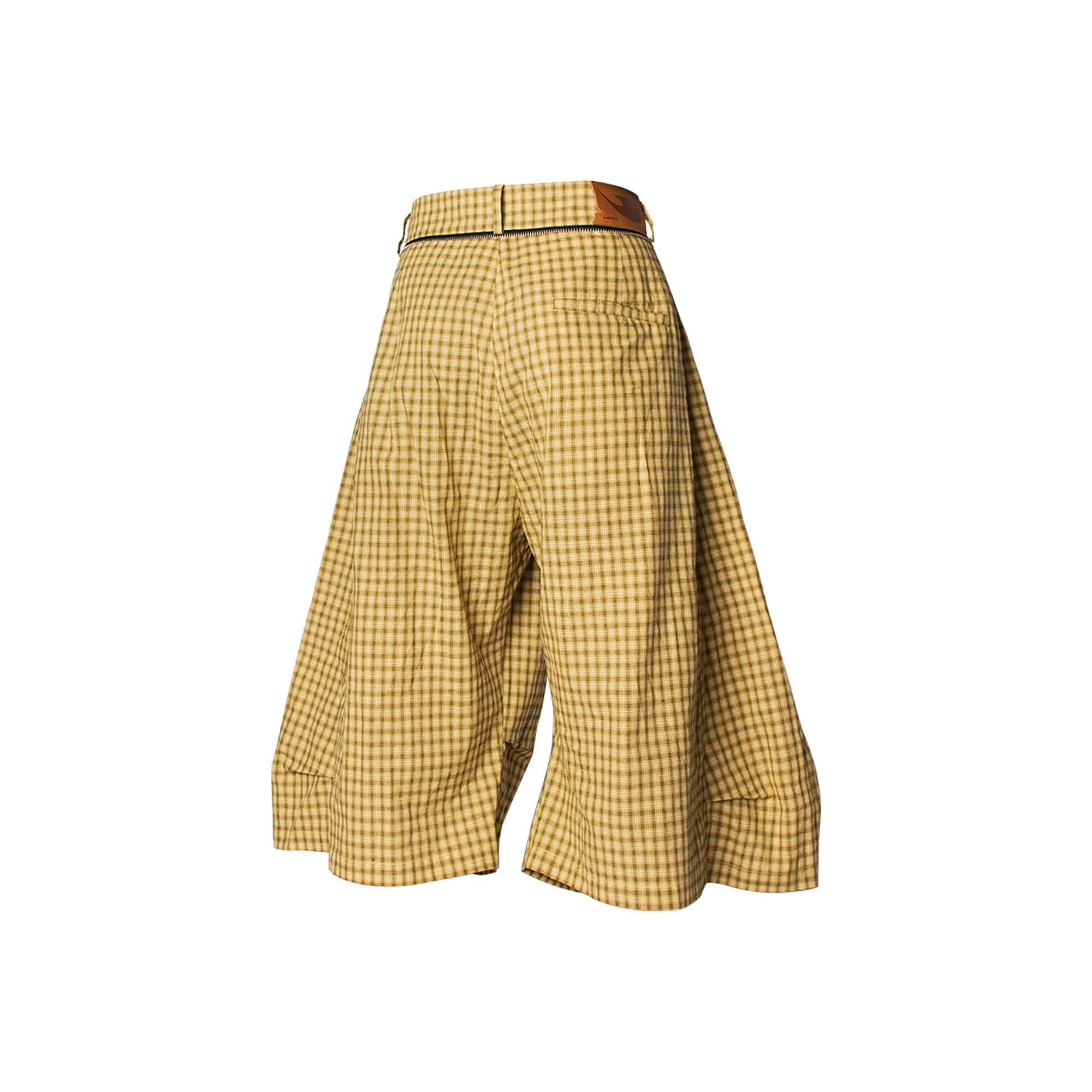 RELABEL Detachable Scarf Grid Pleated Shorts-Shorts-XS-Blue-Free Shipping Leatheretro