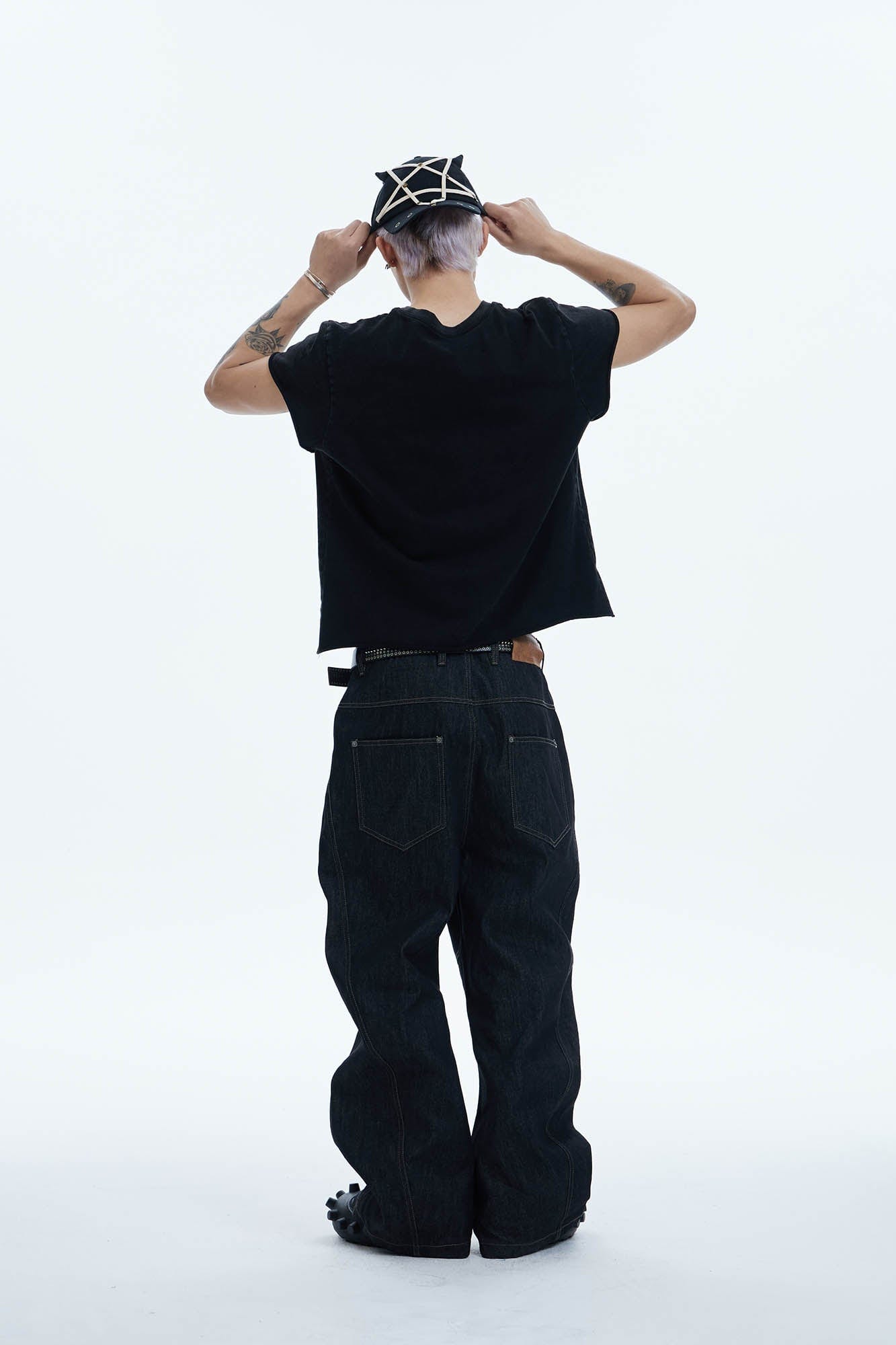 DND4DES Asymmetric Button-Fly Spliced Baggy Jeans-Jeans-XS-Free Shipping Leatheretro